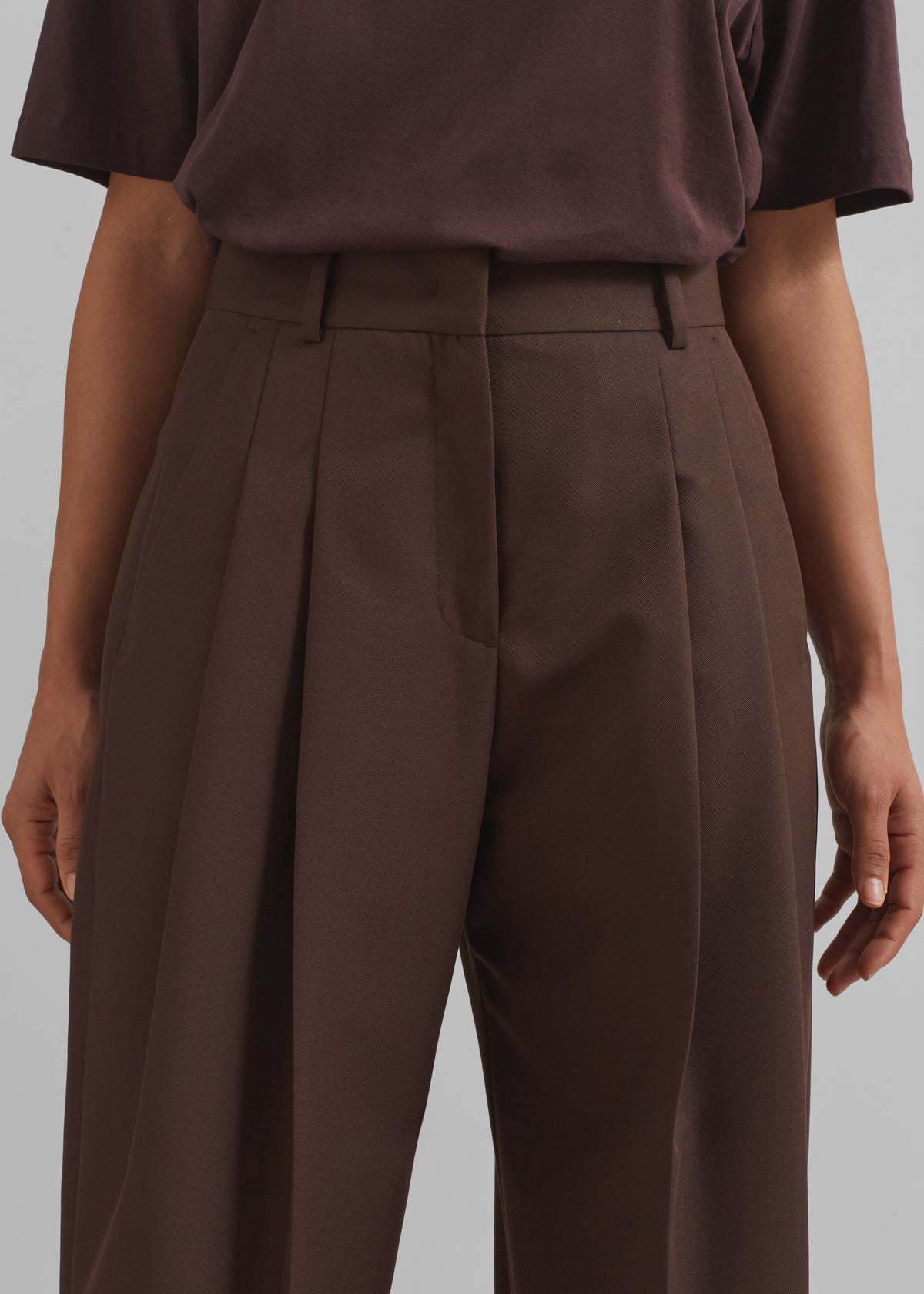 Gelso Pleated Twill Trousers - Brown - 3