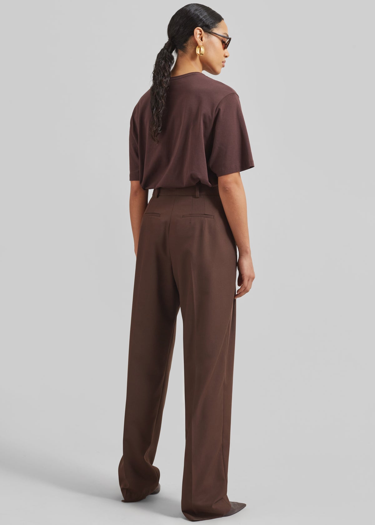Gelso Pleated Twill Trousers - Brown - 4