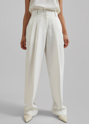 Gelso Pleated Twill Trousers - White