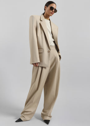 Gelso Pleated Twill Trousers - Beige