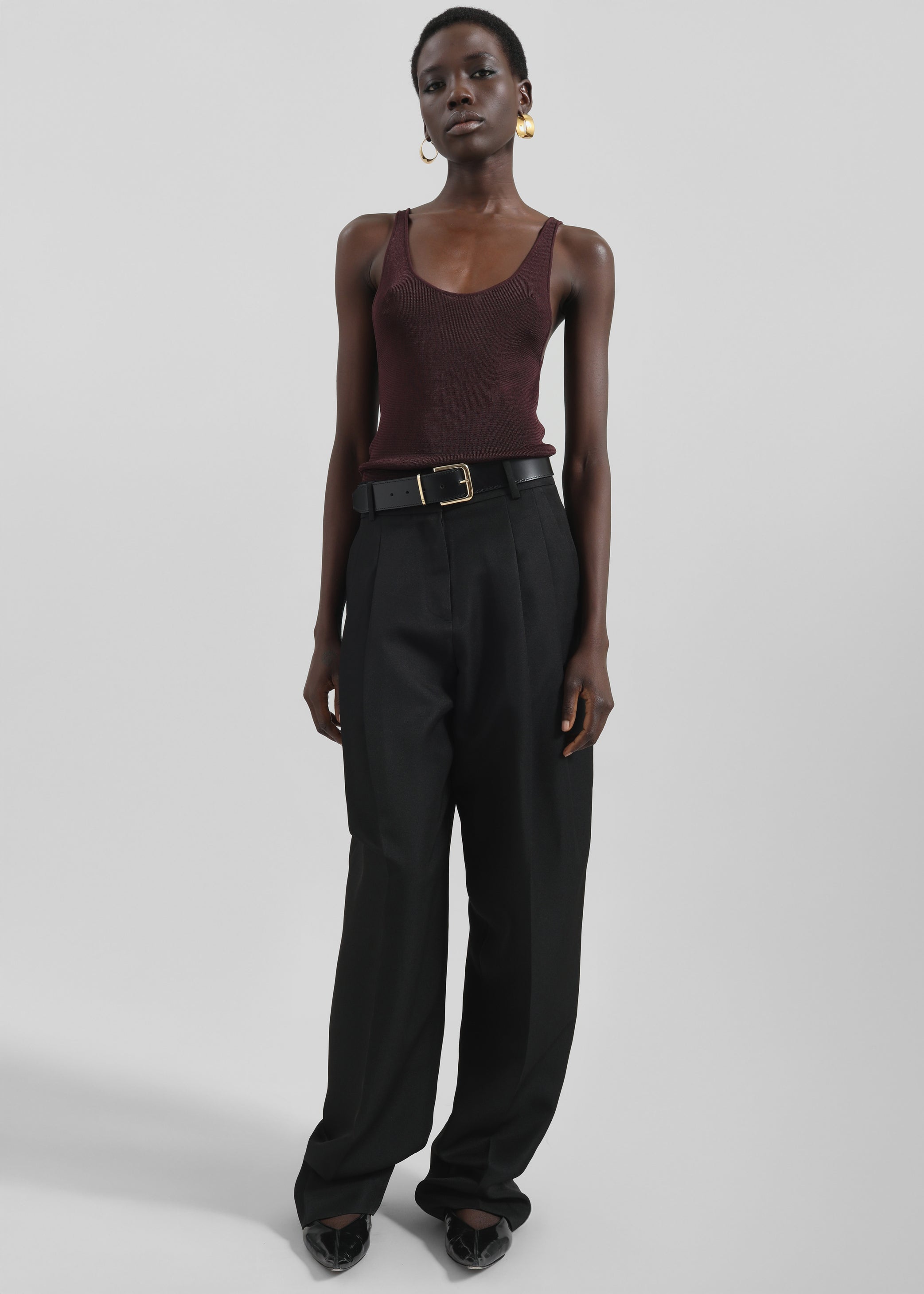 Shop the look image for Gelso Pleated Twill Trousers - Black