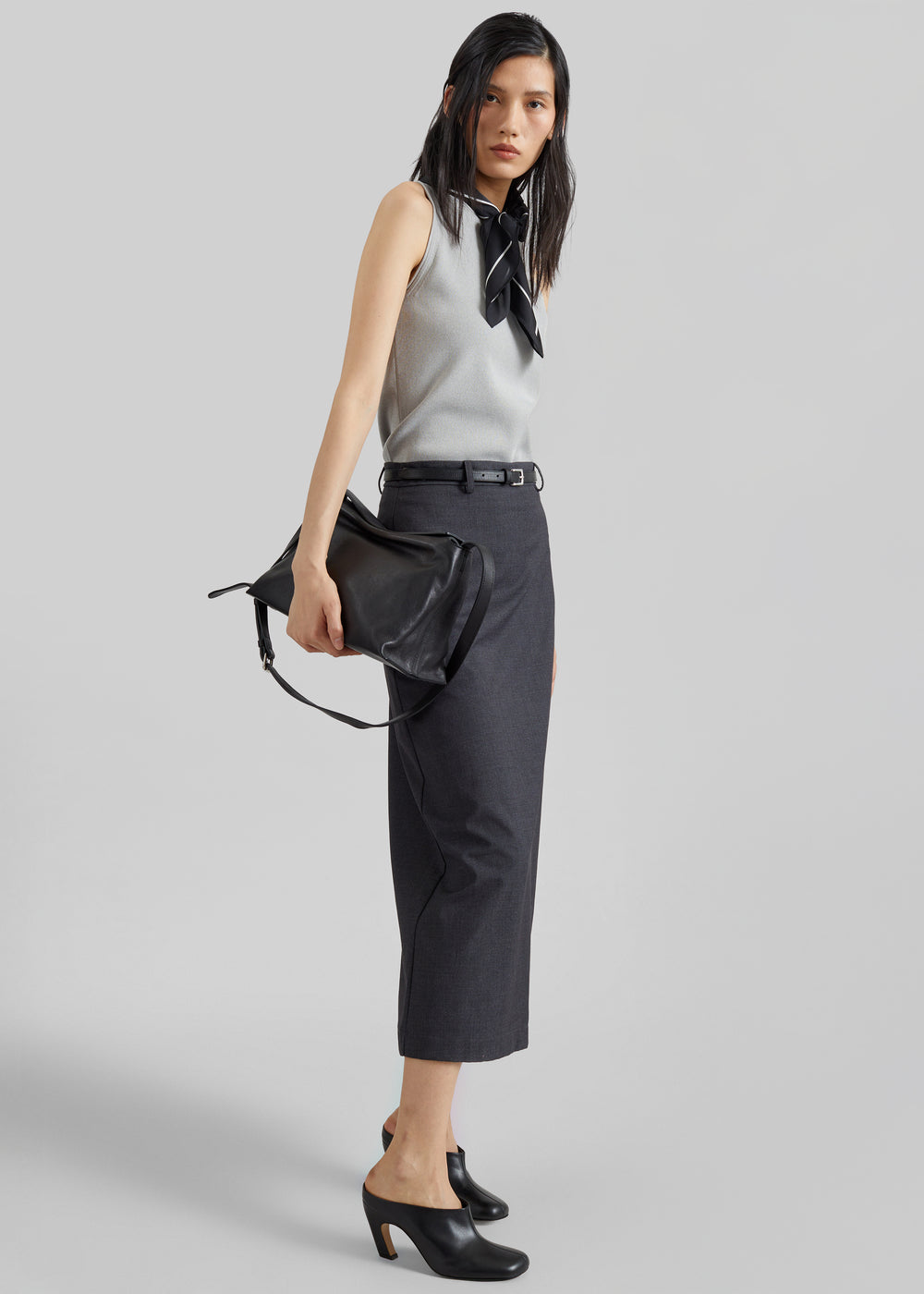 Gema Pencil Skirt - Dark Grey Melange