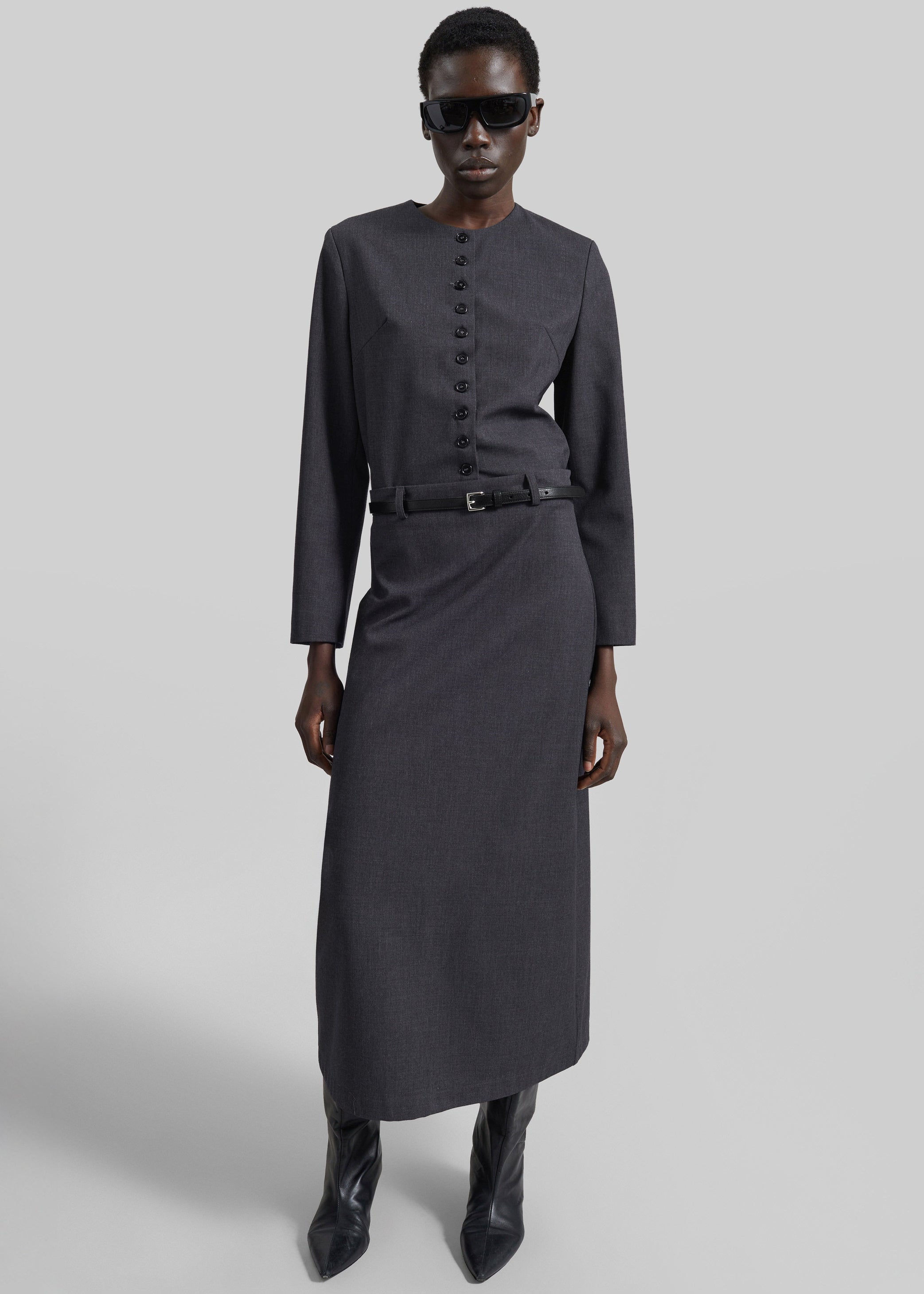 Shop the look image for Gema Pencil Skirt - Dark Grey Melange