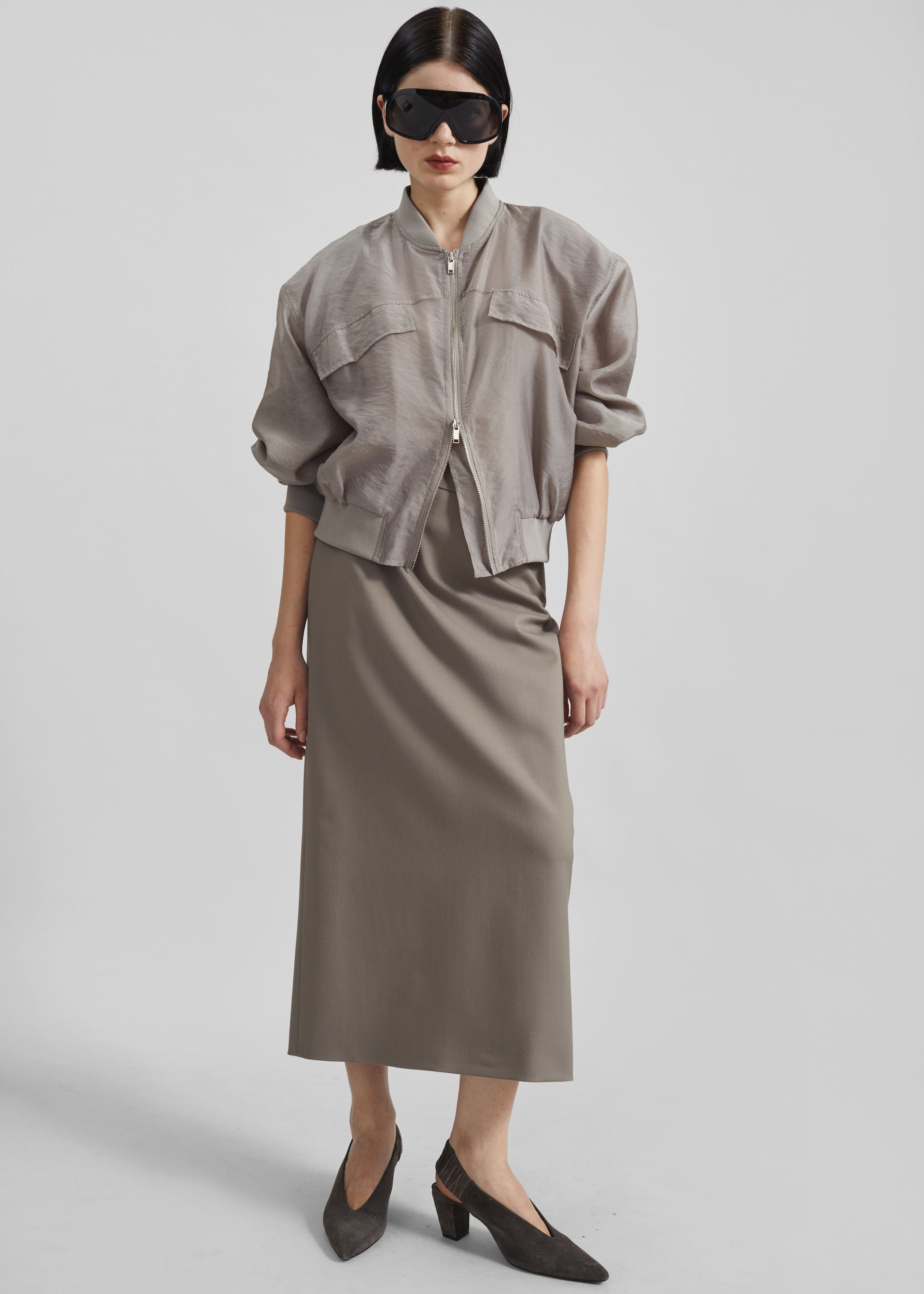 Shop the look image for Gemena Padded Bomber Jacket - Taupe