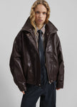 Gemonio Faux Leather Jacket - Brown