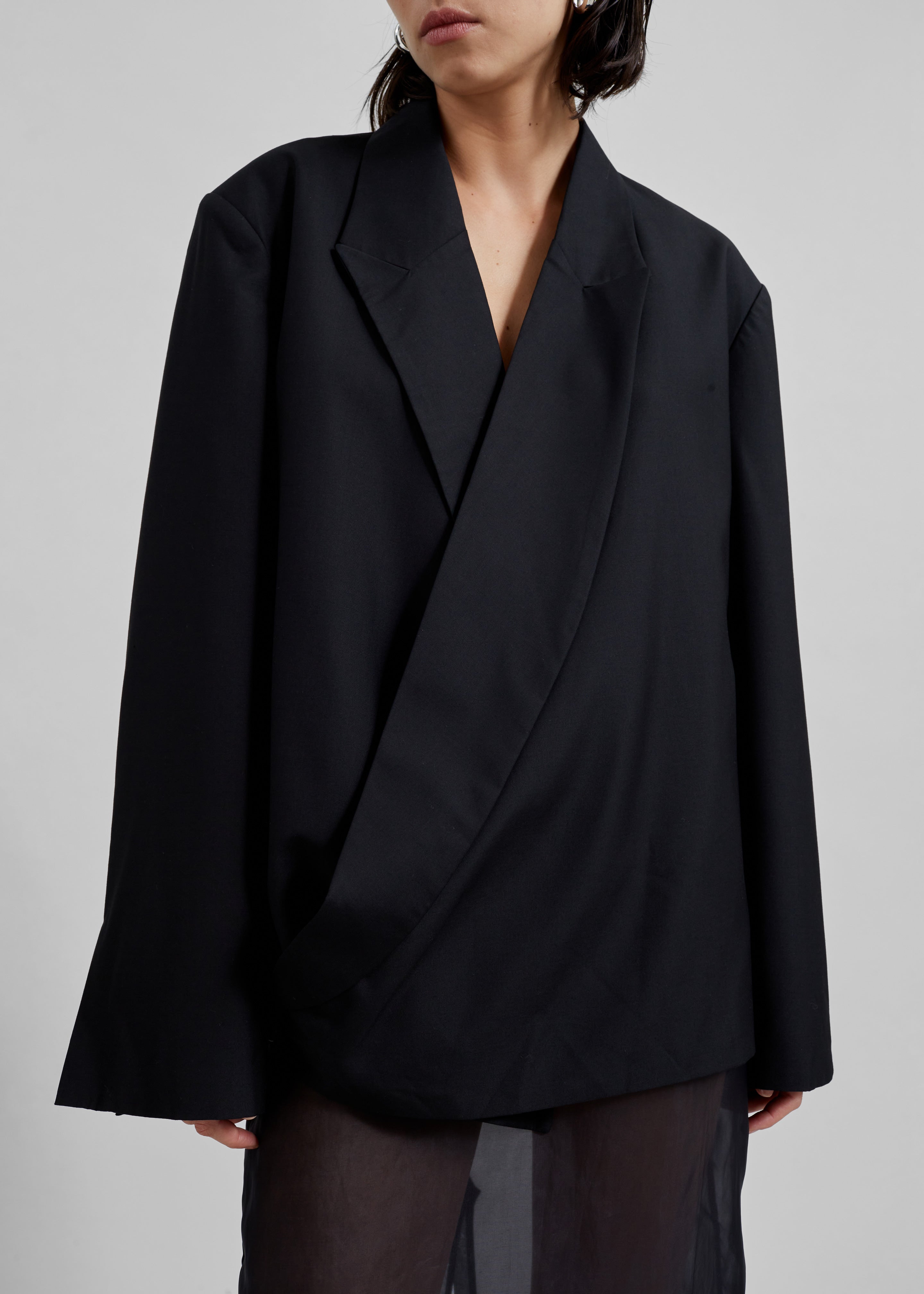 Geneva Wrap Blazer - Black - 4