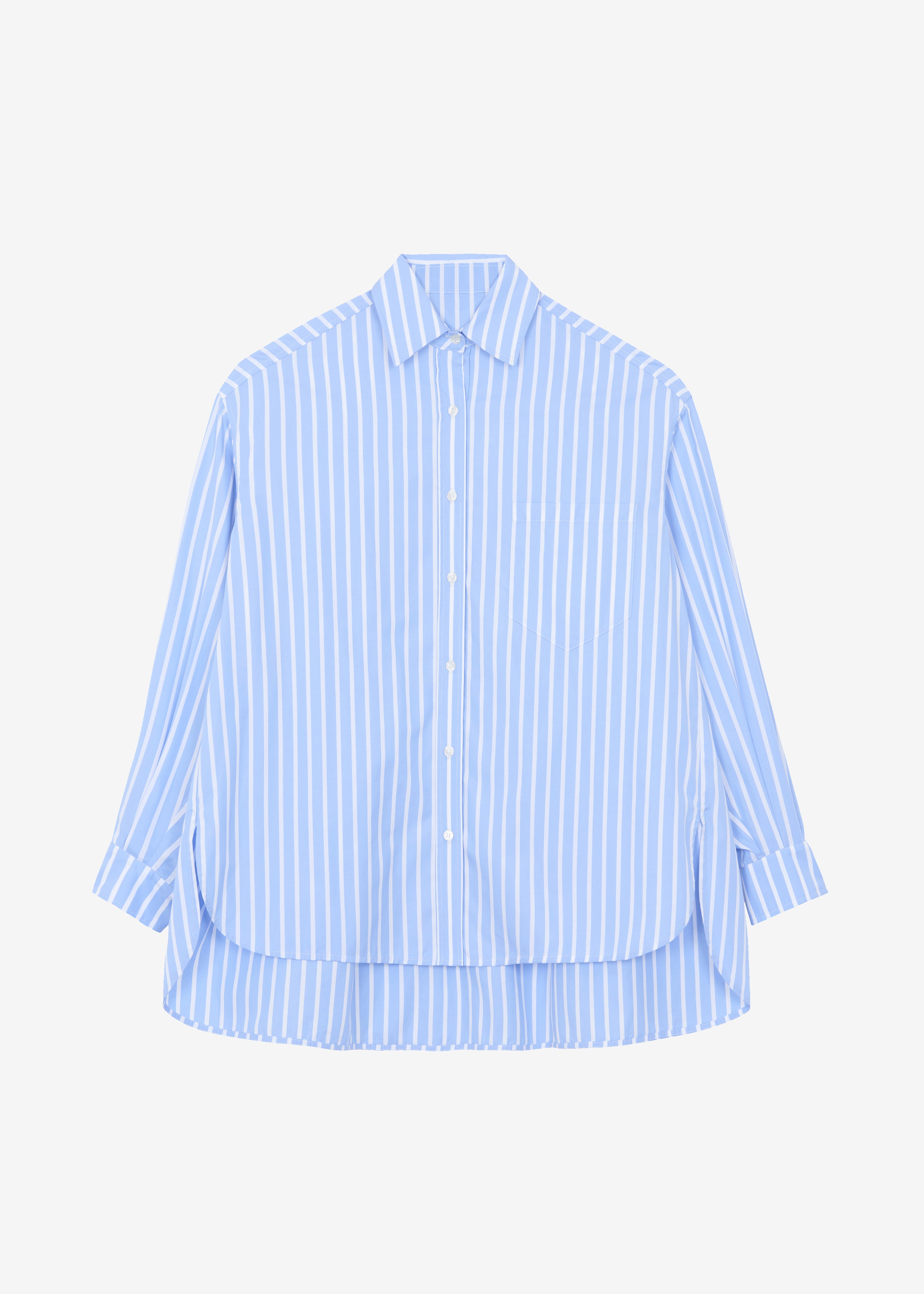 Georgia Boxy Shirt - Sky Blue/White Stripe - 10