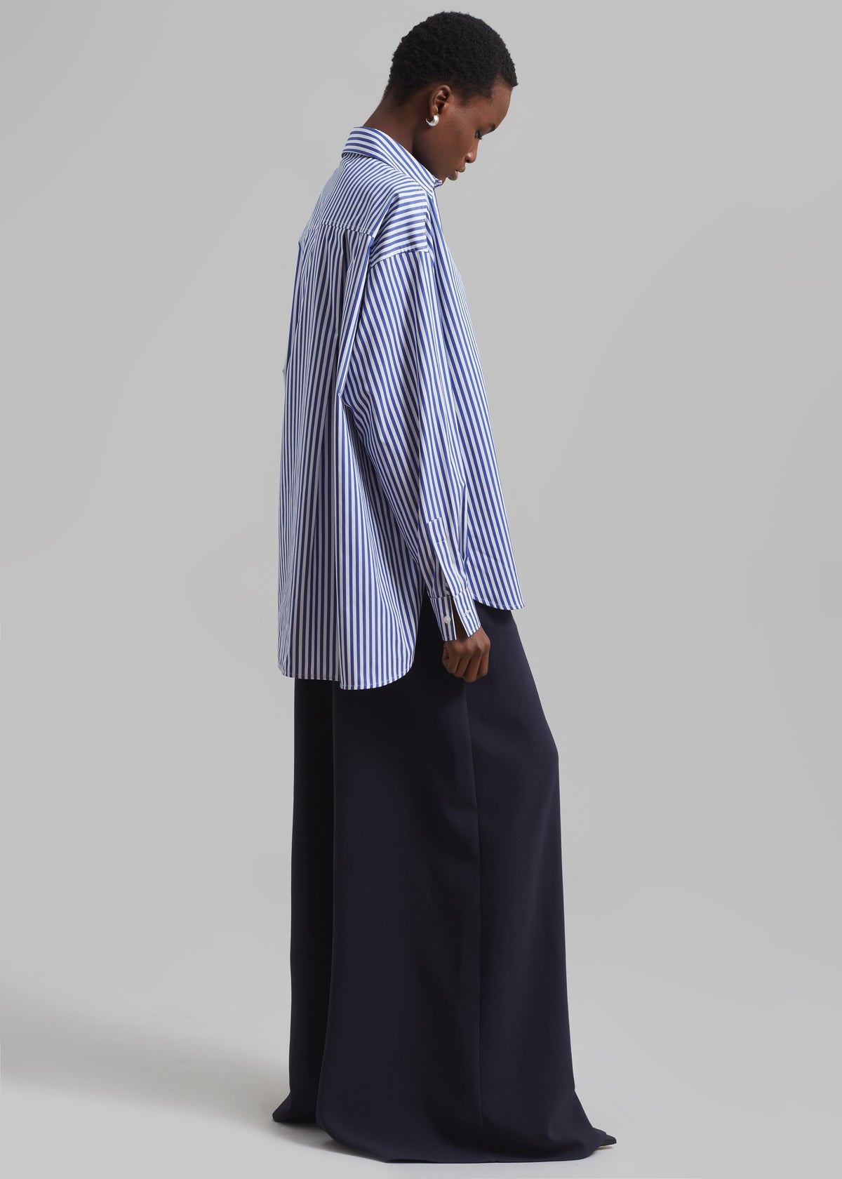 Georgia Boxy Shirt - White/Blue Stripe - 4