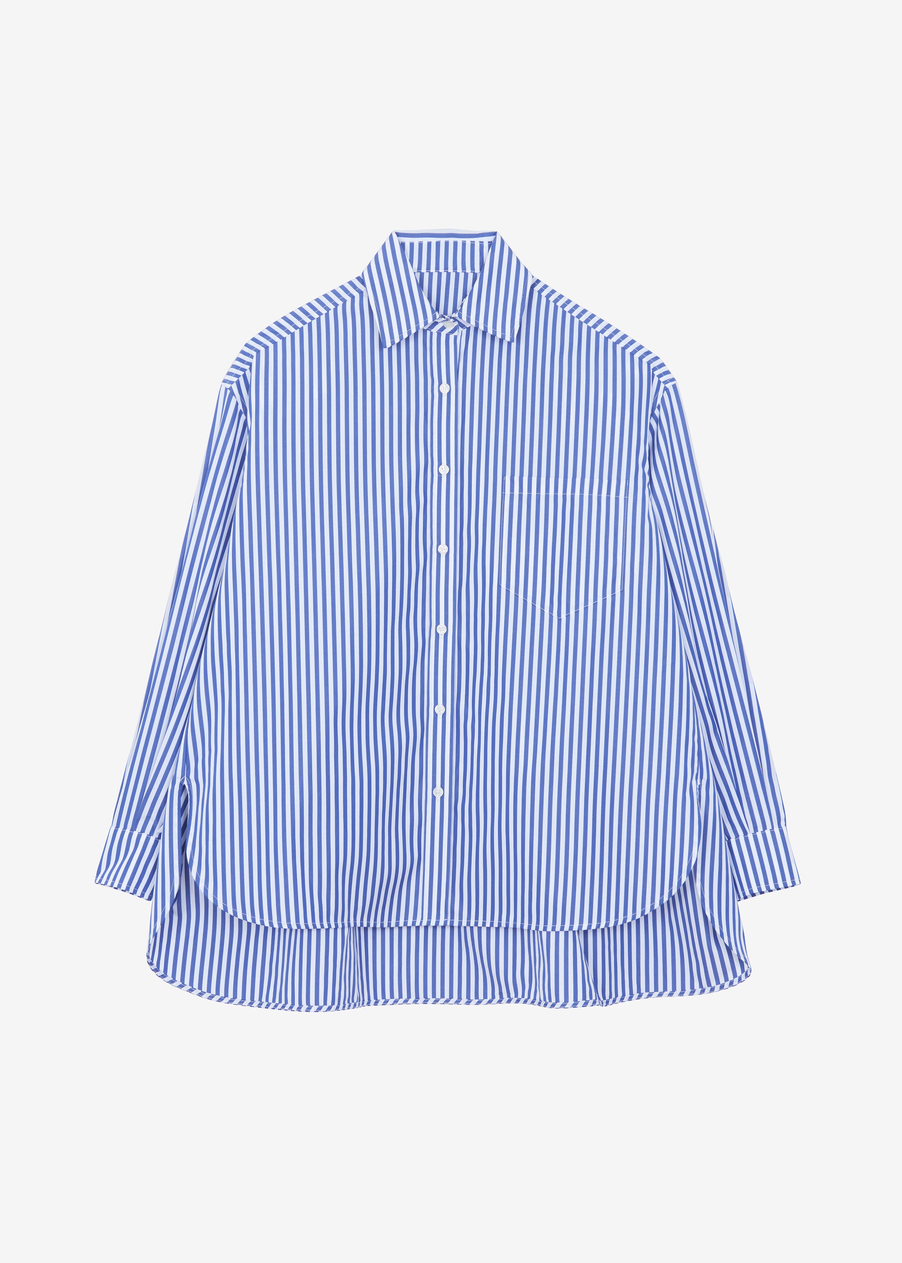 Georgia Boxy Shirt - White/Blue Stripe - 8