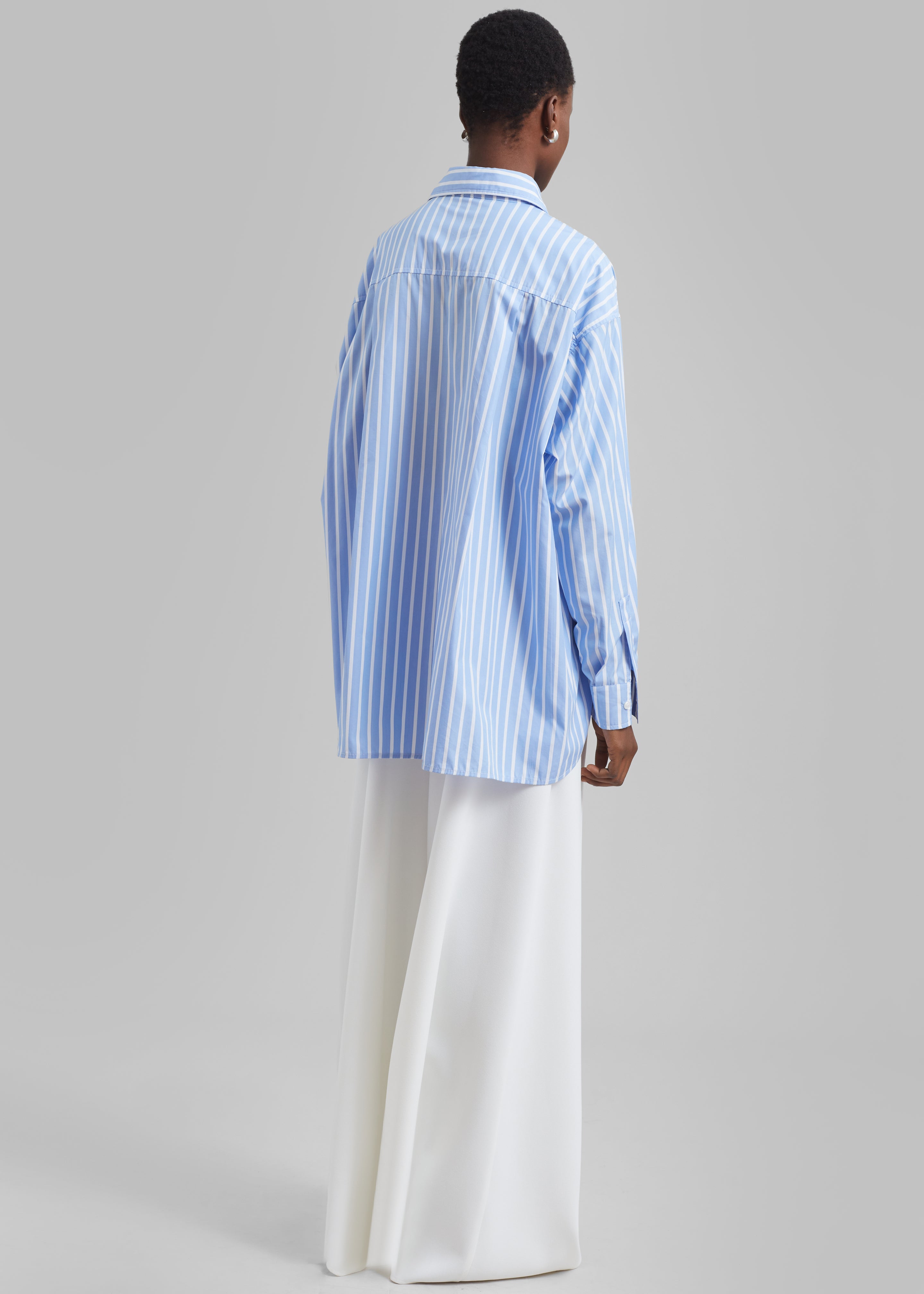 Georgia Boxy Shirt - Sky Blue/White Stripe - 9