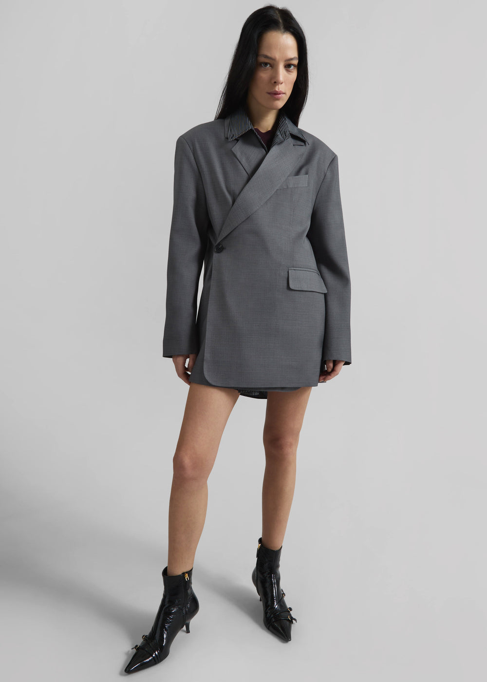 Gever Wrap Blazer - Grey - 1