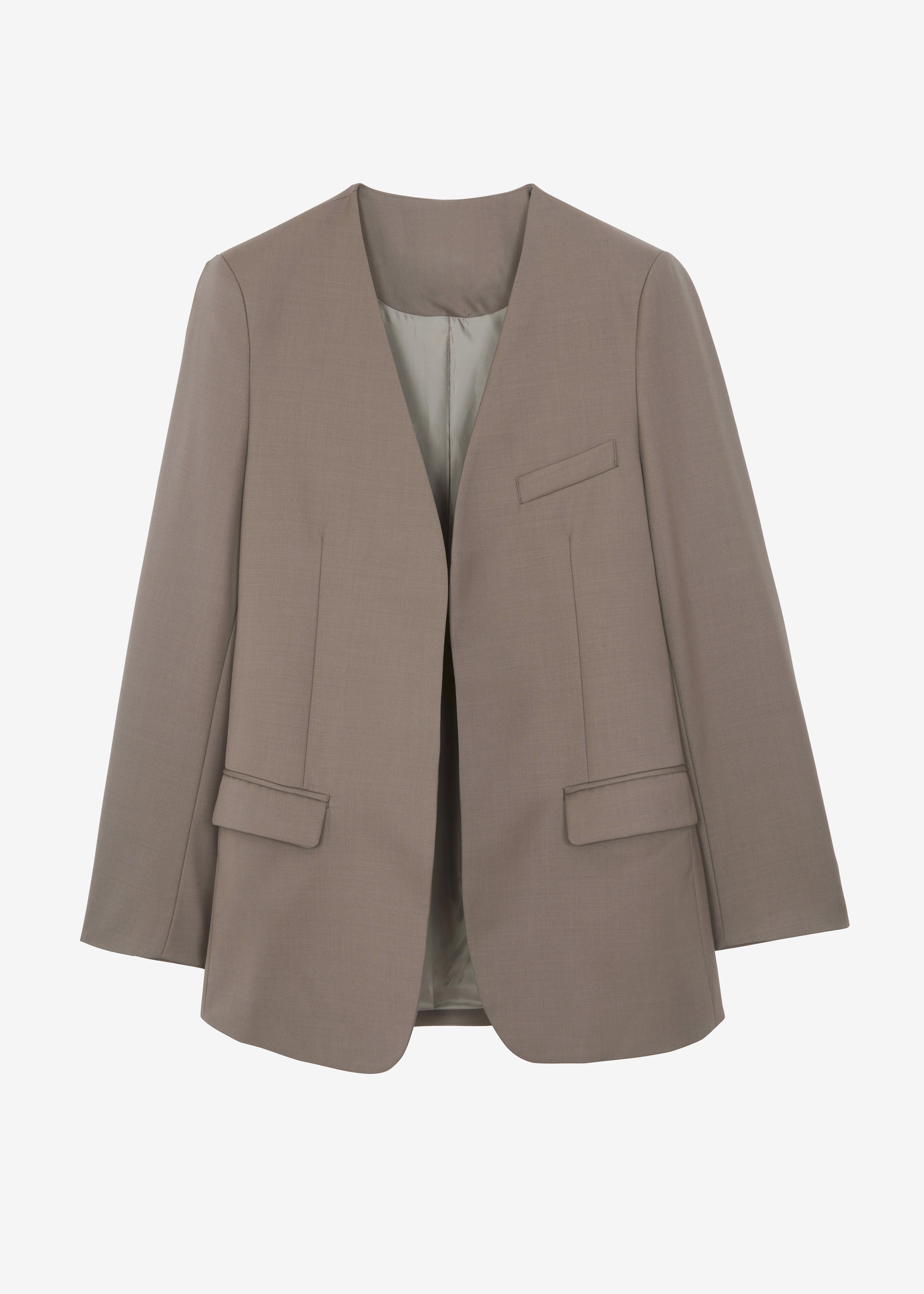 Gillian Collarless Blazer - Taupe - 19