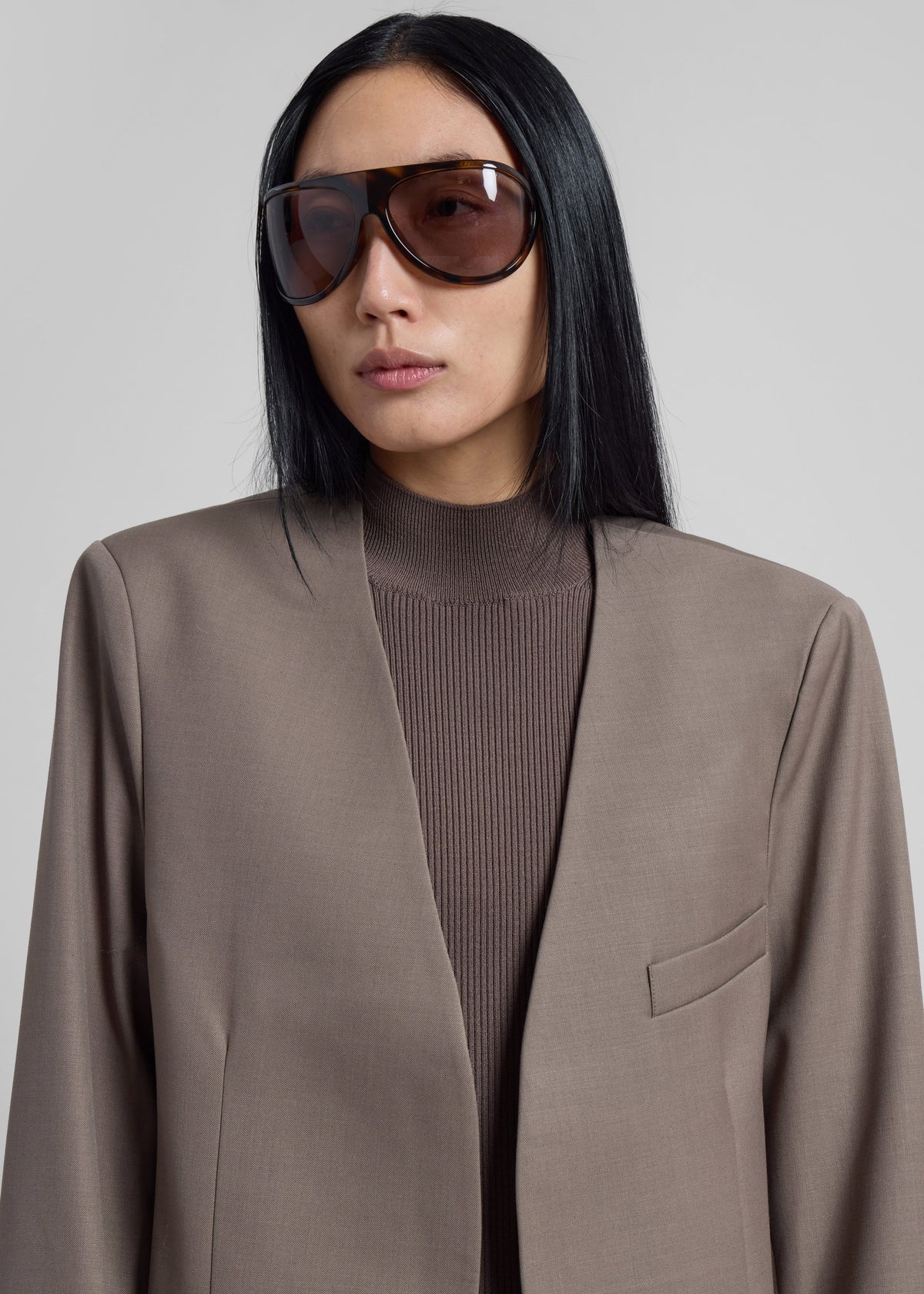 Gillian Collarless Blazer - Taupe - 4