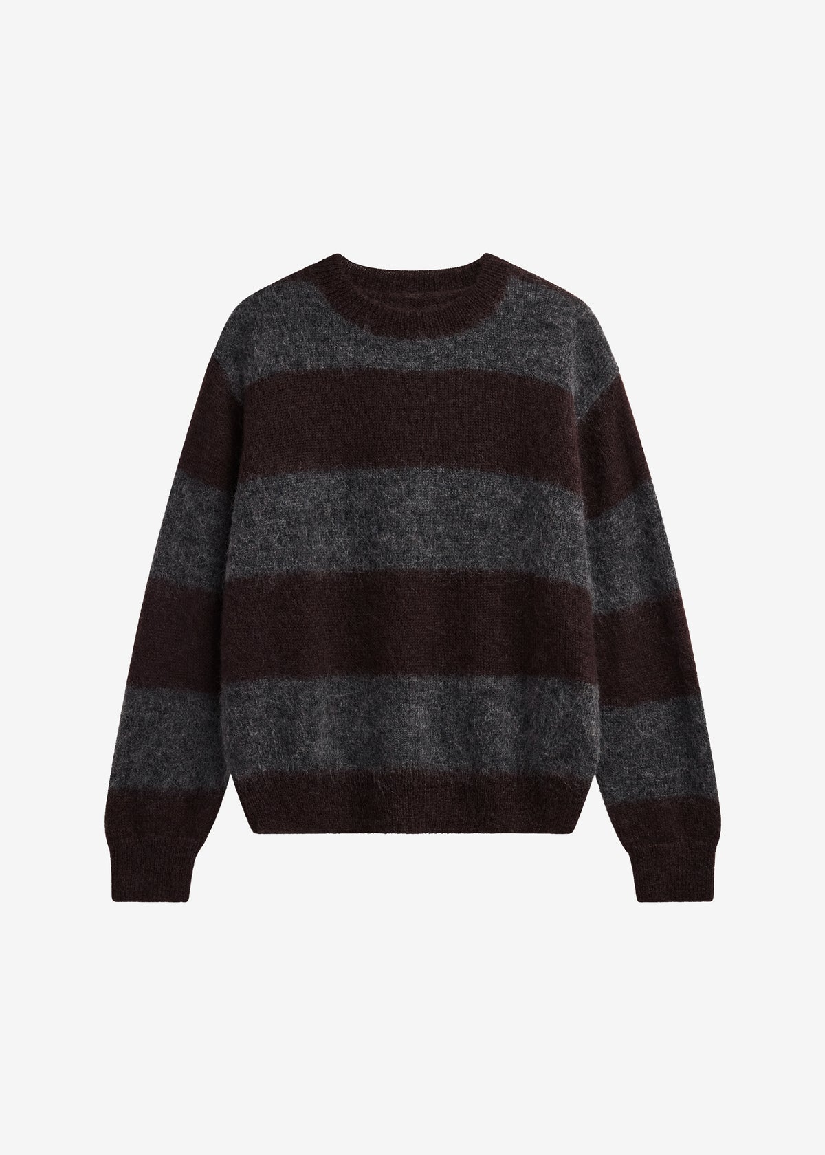 Gimel Mohair Sweater - Grey/Brown Stripe - 9