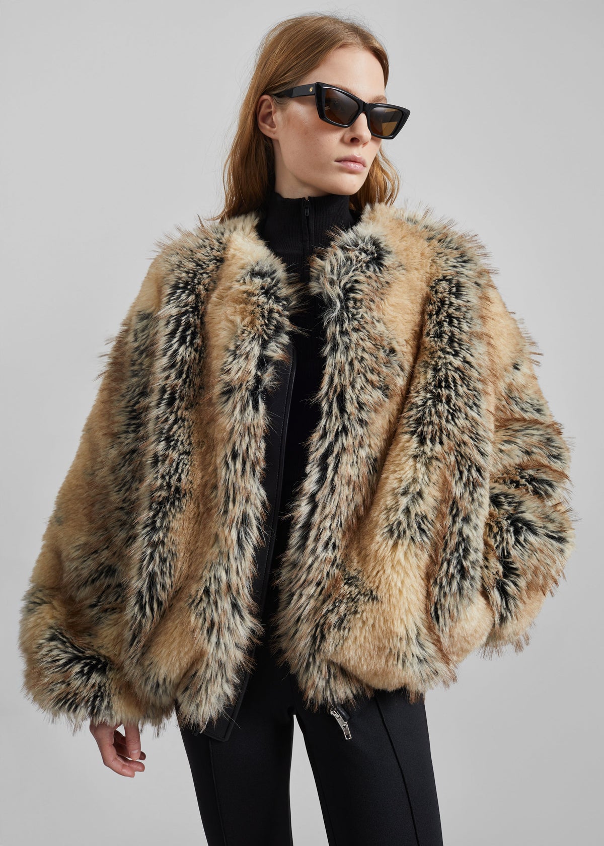 Bomber Gina en fausse fourrure - Mix beige