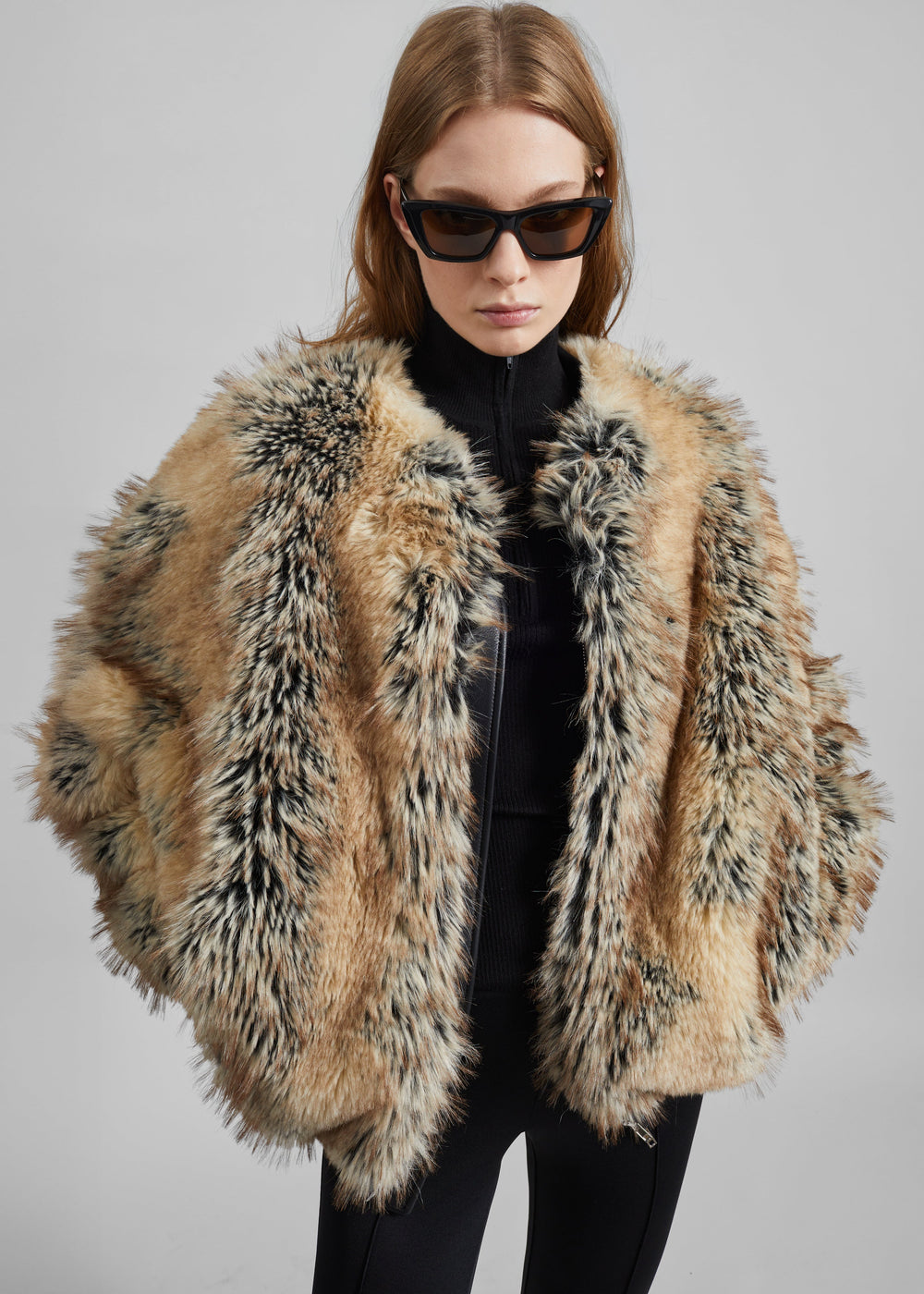 Bomber Gina en fausse fourrure - Mix beige