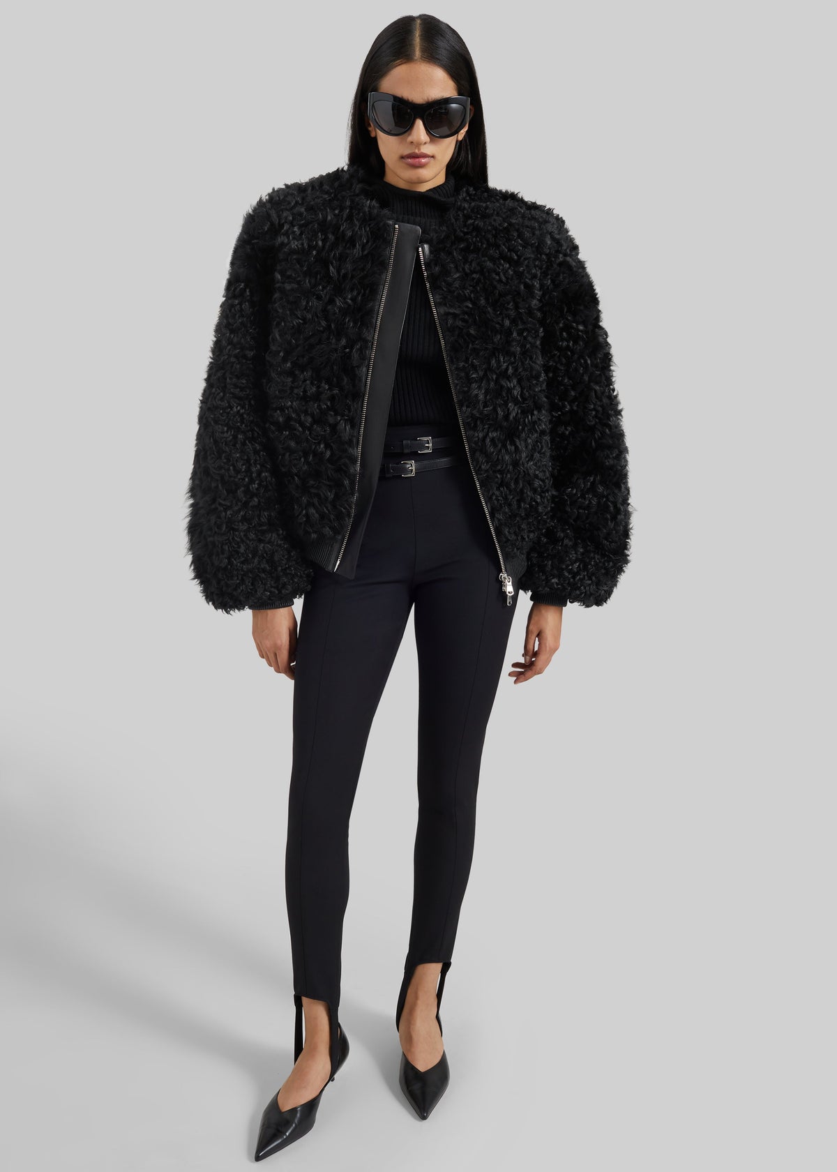 Shop the look image for Gina Fur Bomber Jacket - Black