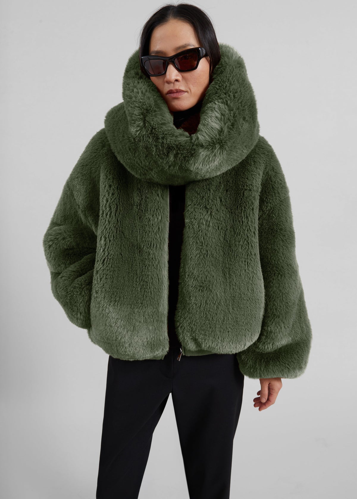Ginevra Faux Fur Snood - Moss Green