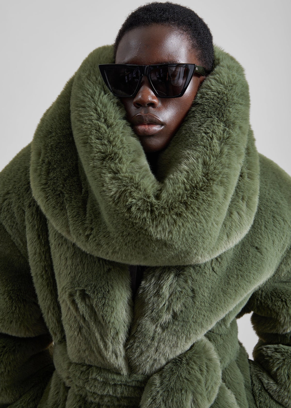Ginevra Faux Fur Snood - Moss Green - 3