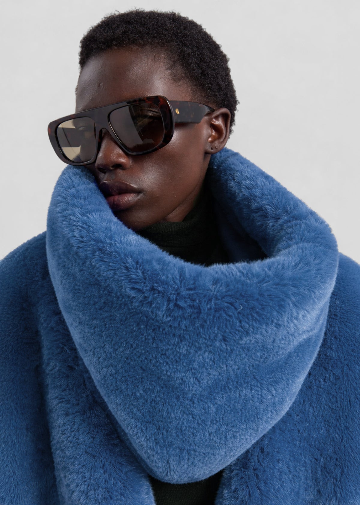 Snood Ginevra en fausse fourrure - Bleu - 1