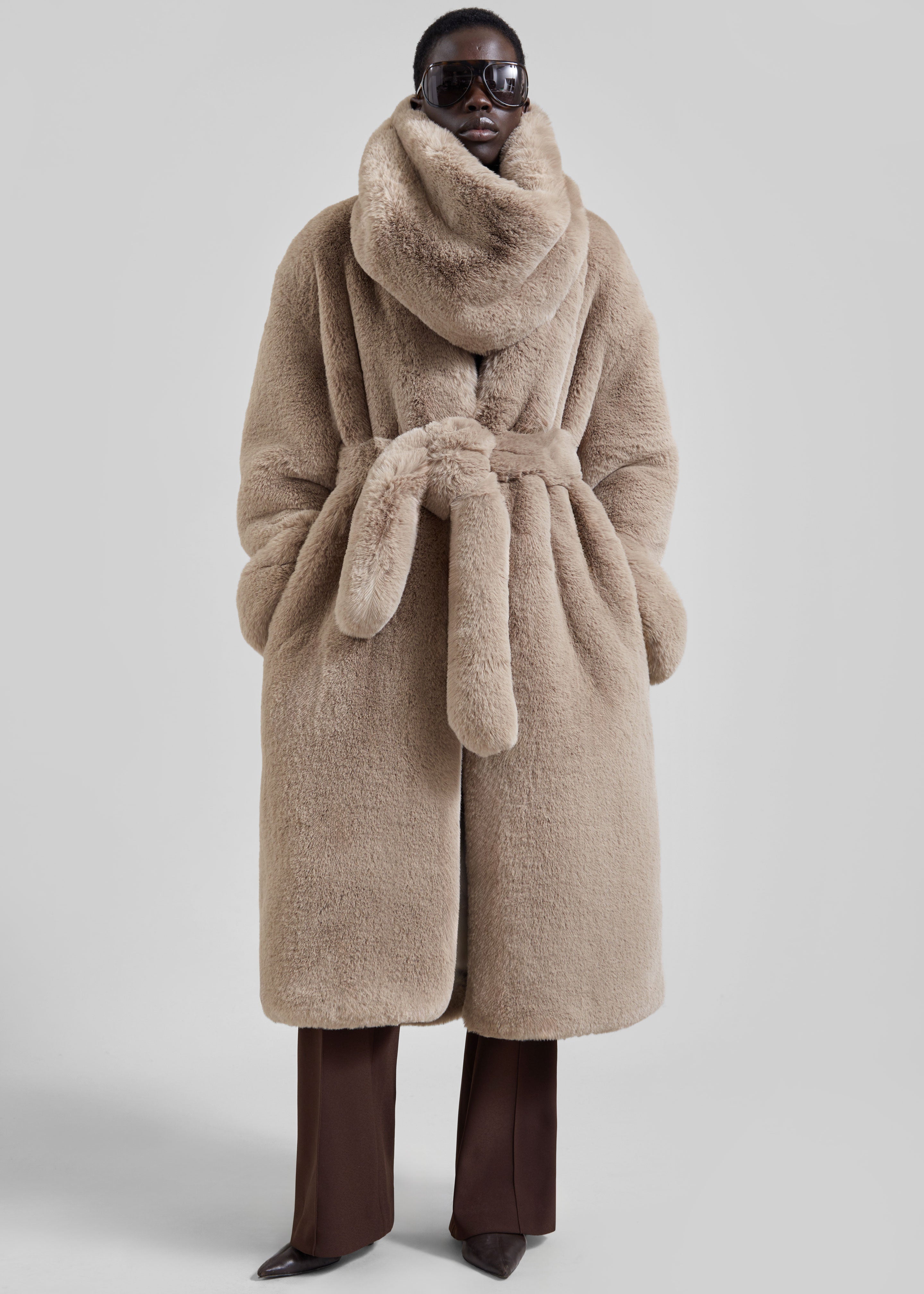Ginevra Faux Fur Snood - Light Taupe - 5