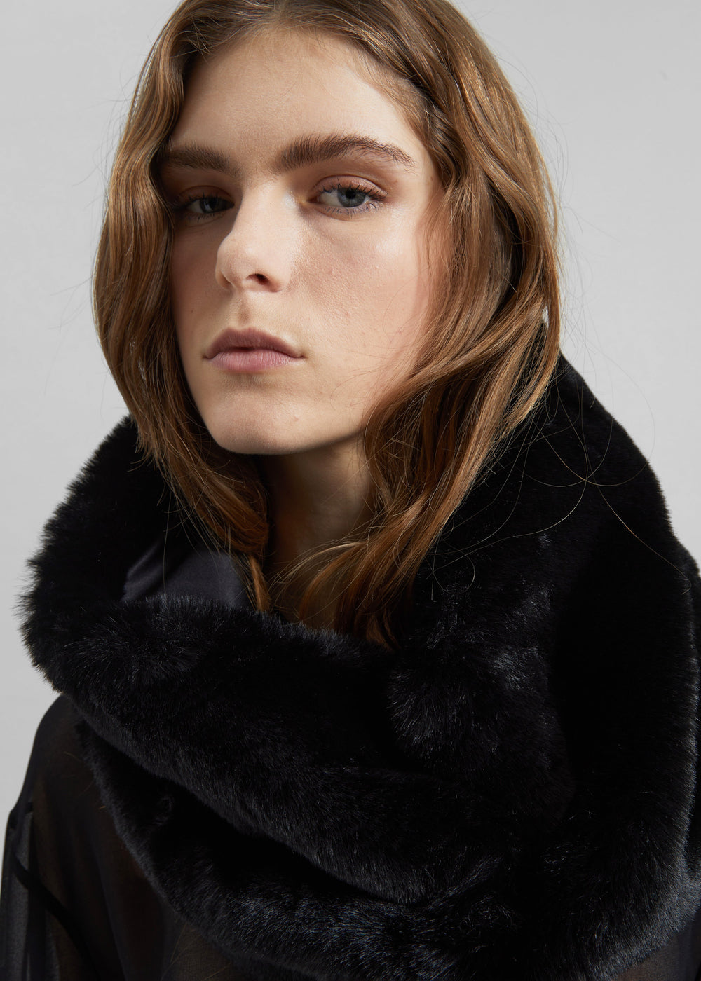 Ginevra Faux Fur Scarf - Black - 1