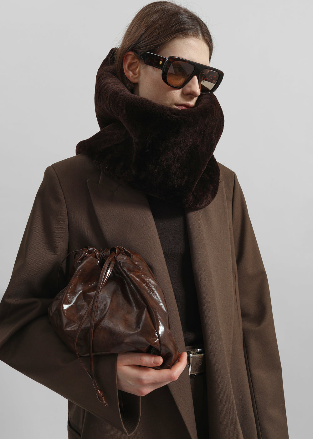 Ginevra Faux Fur Scarf - Brown