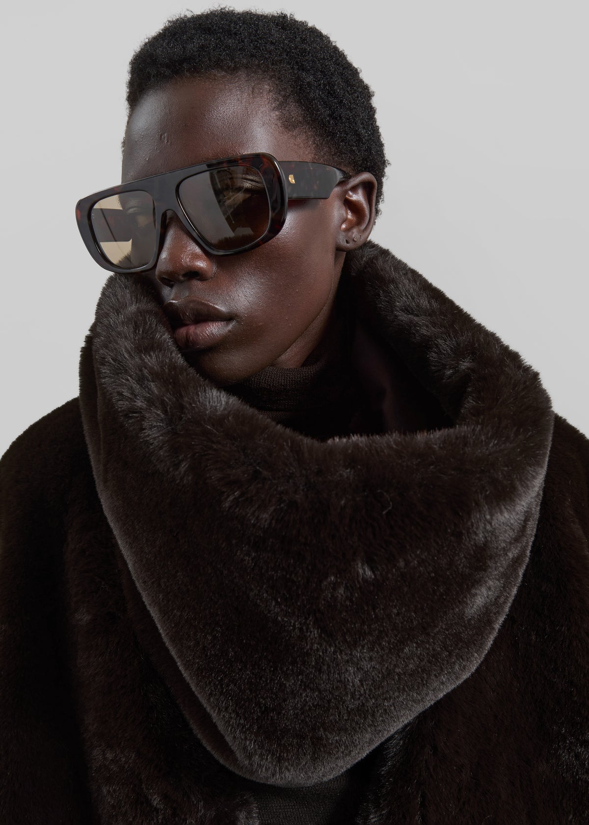 Ginevra Faux Fur Scarf - Brown - 5