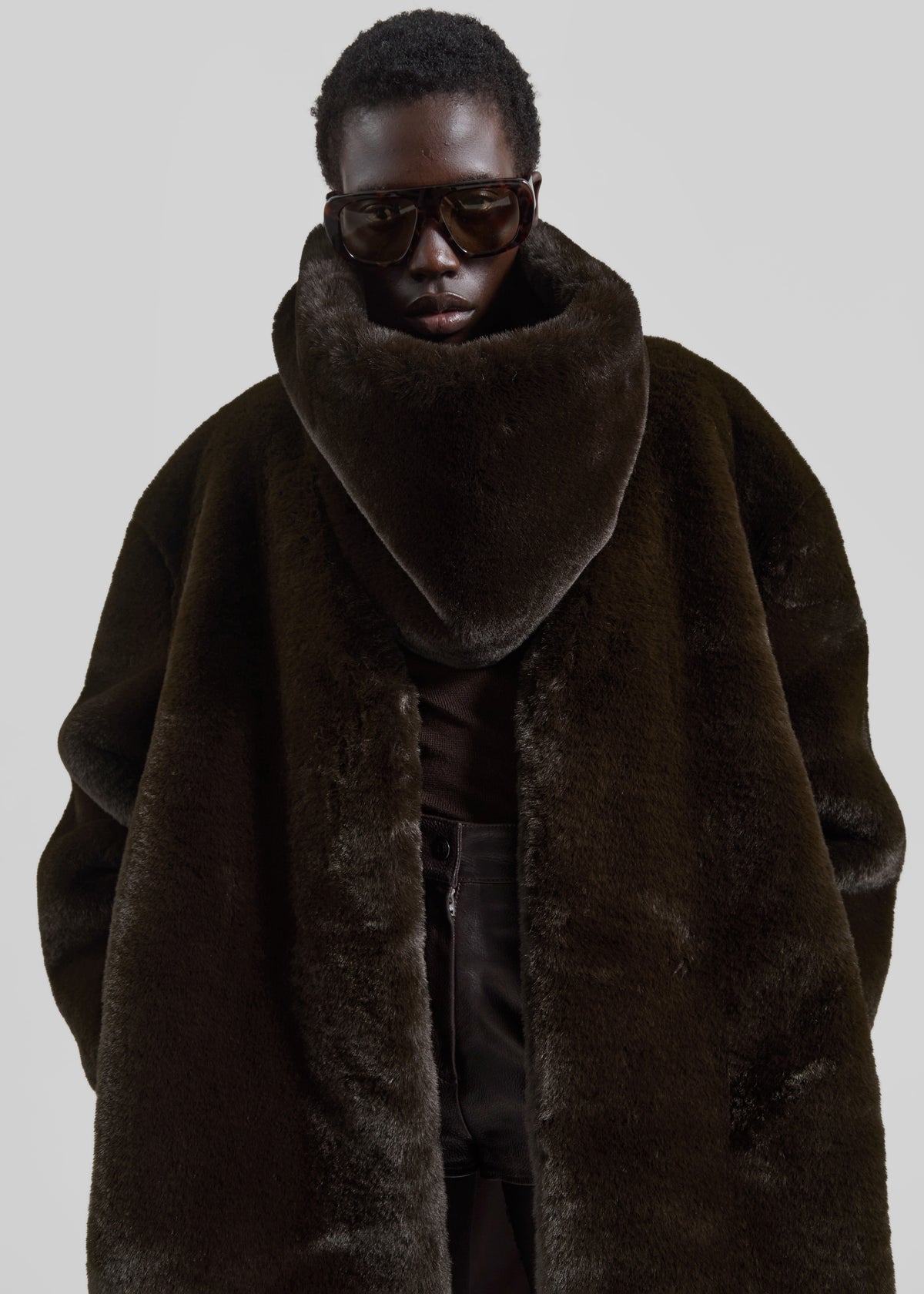 Ginevra Faux Fur Scarf - Brown - 7