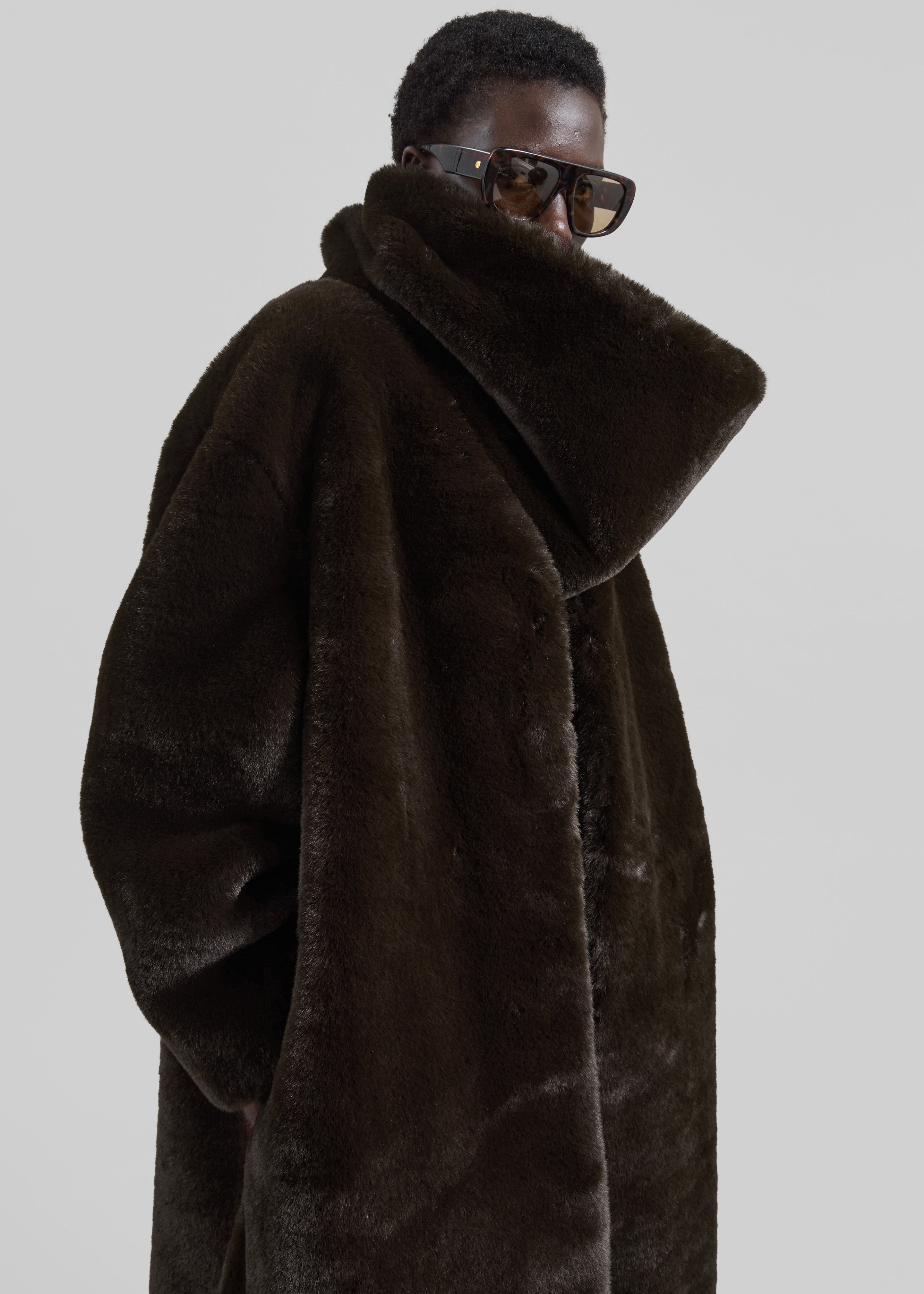 Ginevra Faux Fur Scarf - Brown - 8