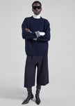 Gio Wool Pleated Bermuda Shorts - Navy