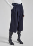 Gio Wool Pleated Bermuda Shorts - Navy