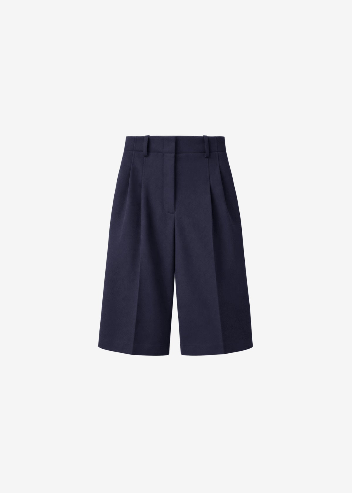 Gio Wool Pleated Bermuda Shorts - Navy - 7