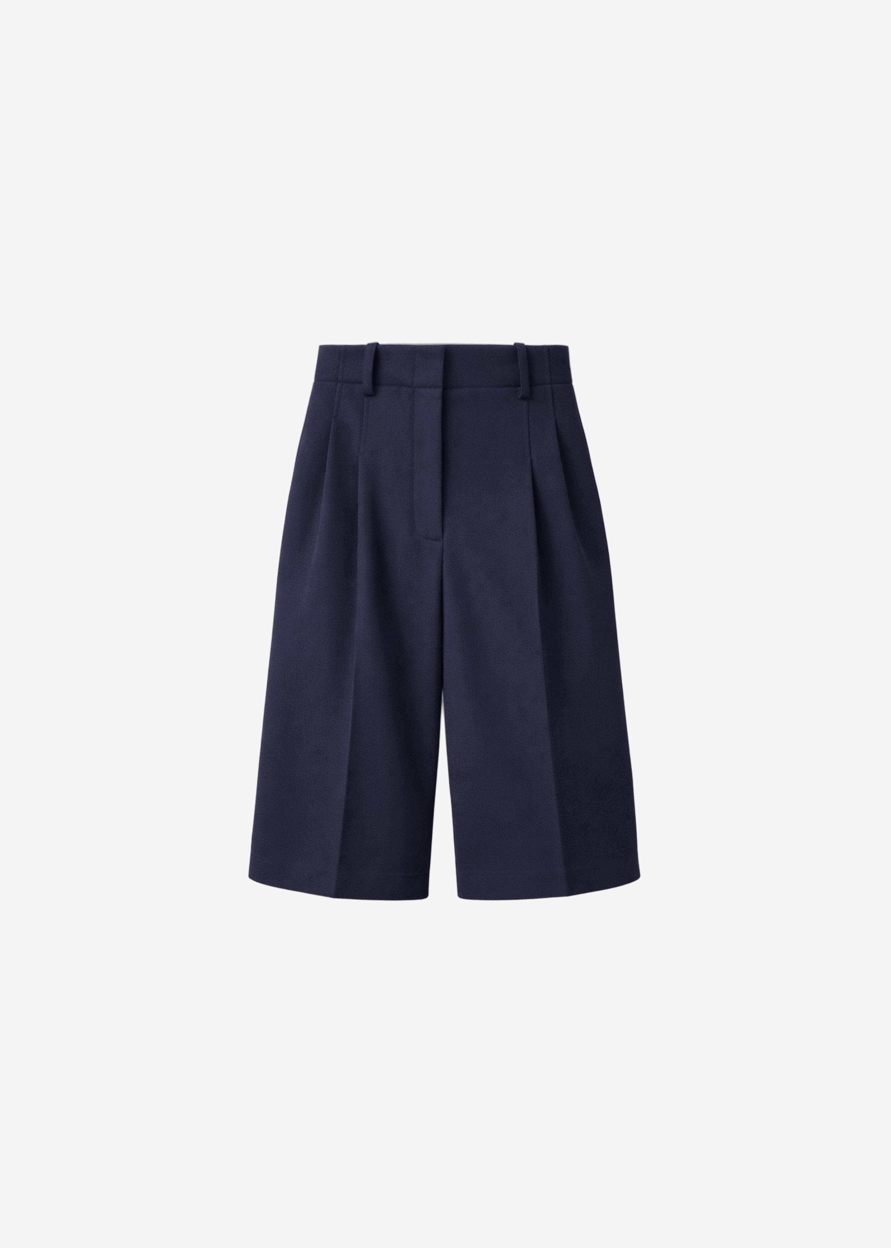 Gio Wool Pleated Bermuda Shorts - Navy - 7