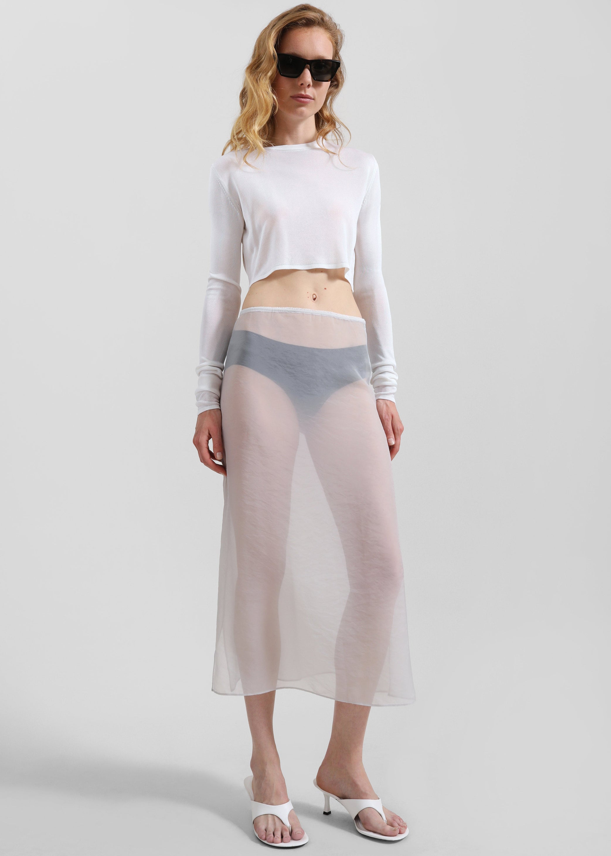 Shop the look image for Kazel Cropped Thin Knit Top - White