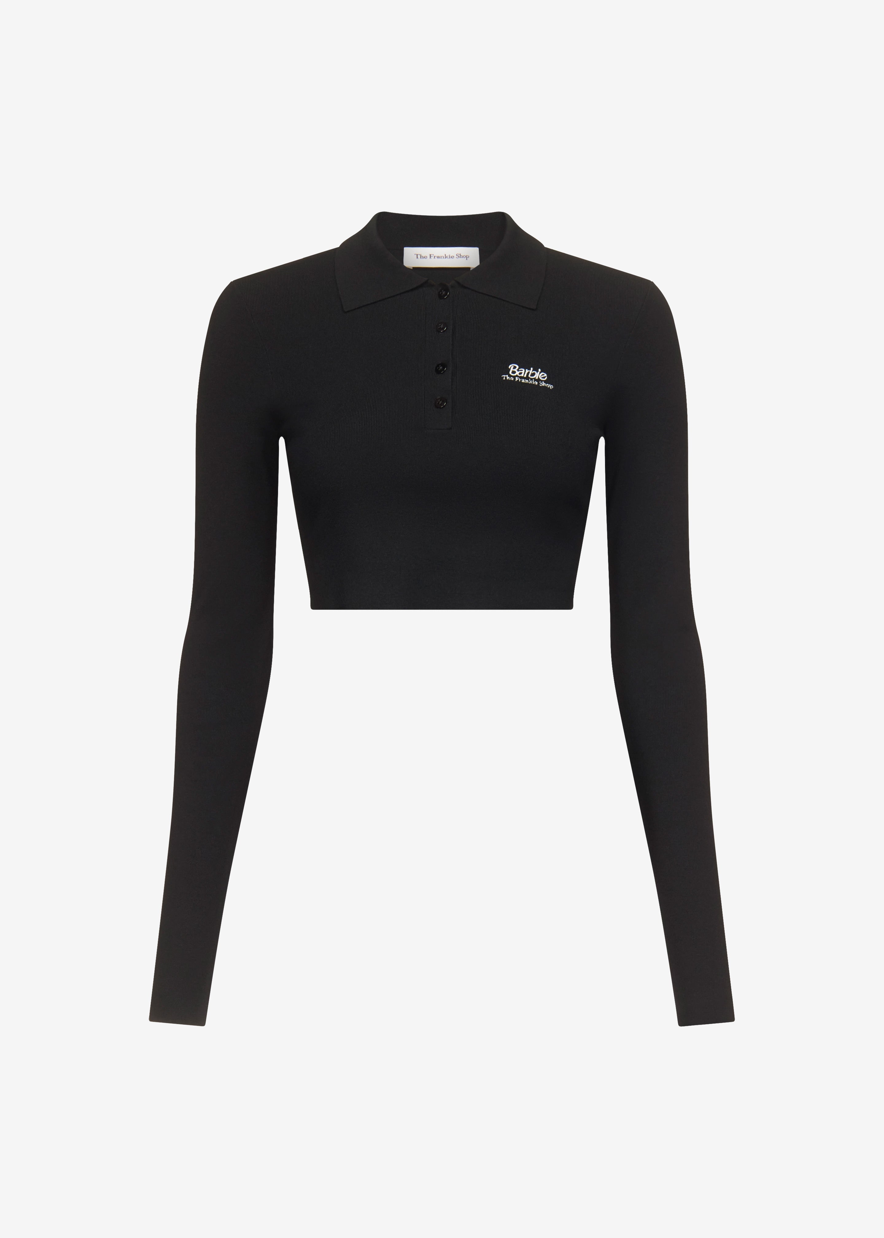 Giselle Cropped Knit Polo x Barbie™ - Black - 7