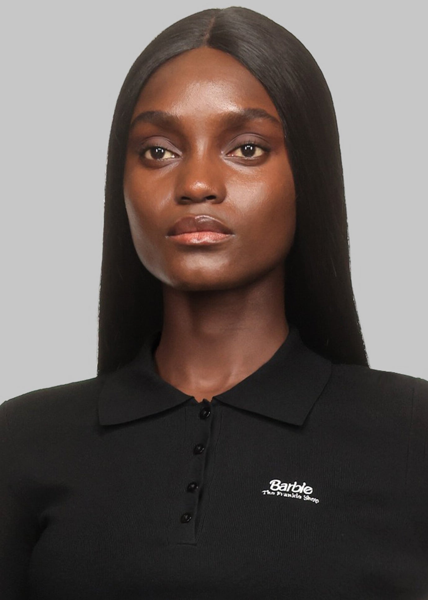 Giselle Cropped Knit Polo x Barbie™ - Black - 1