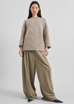 Gistel Pleated Pants - Beige Plaid