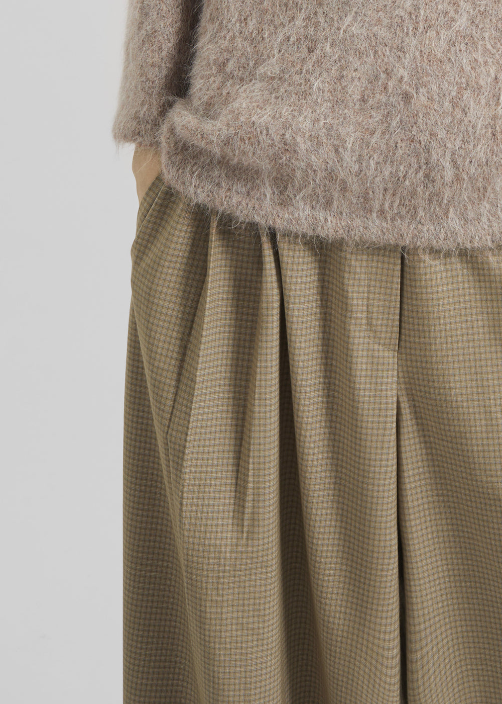 Gistel Pleated Pants - Beige Plaid - 1