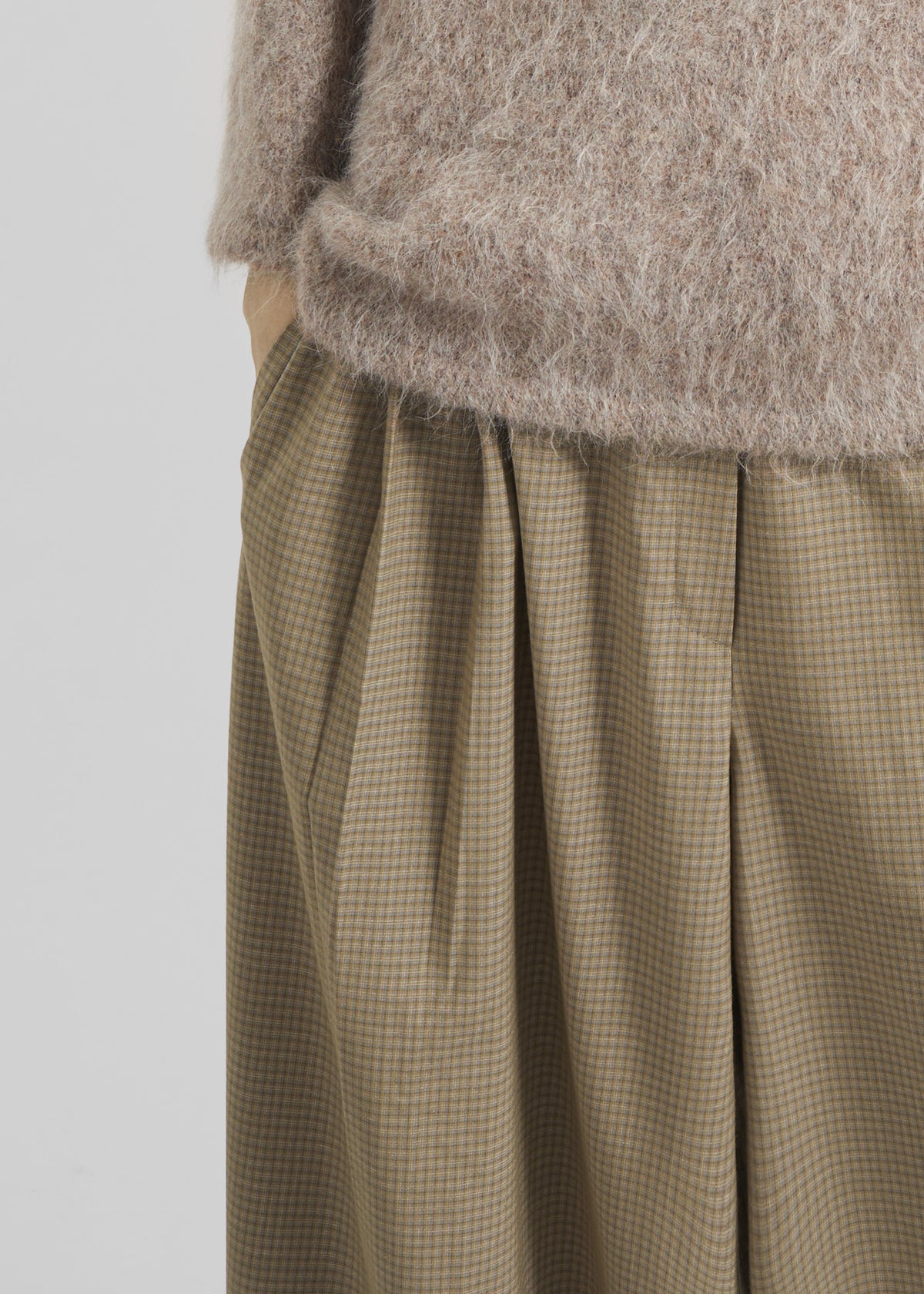 Gistel Pleated Pants - Beige Plaid - 2