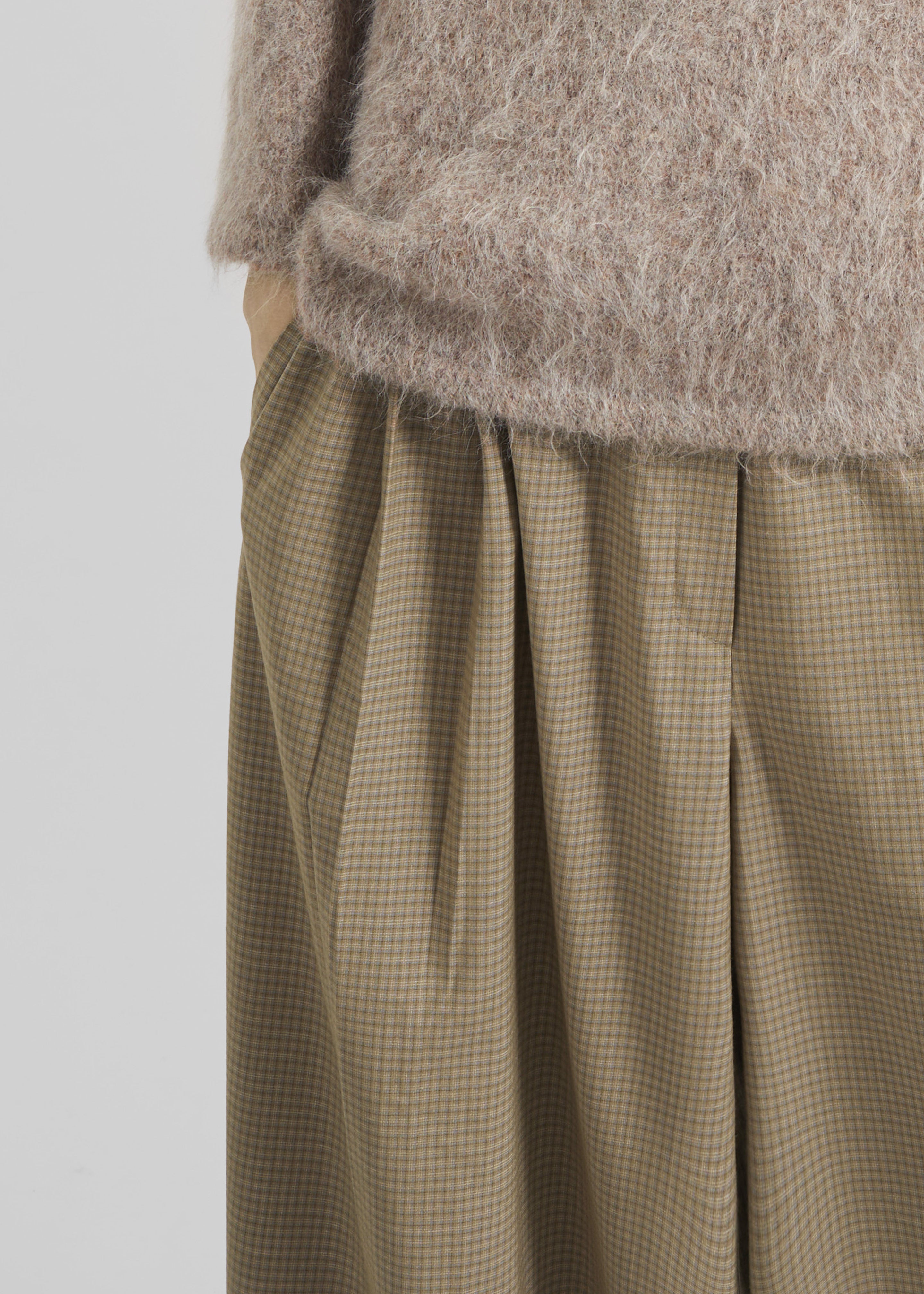 Gistel Pleated Pants - Beige Plaid - 2