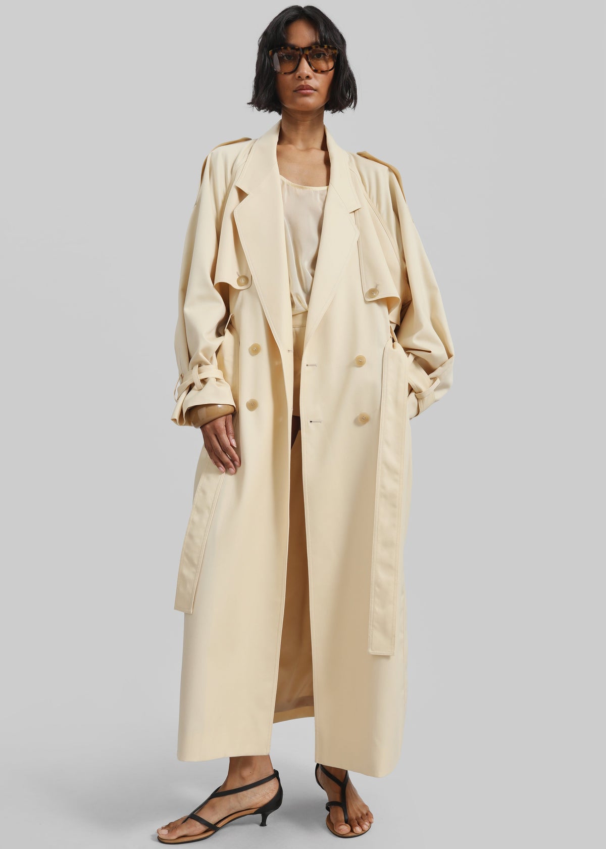 Glendale Double Belt Loop Trench - Pale Yellow - 4