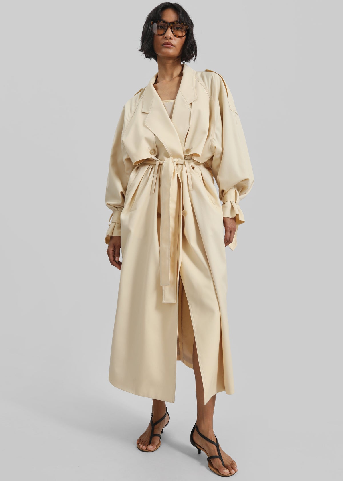 Glendale Double Belt Loop Trench - Pale Yellow - 3