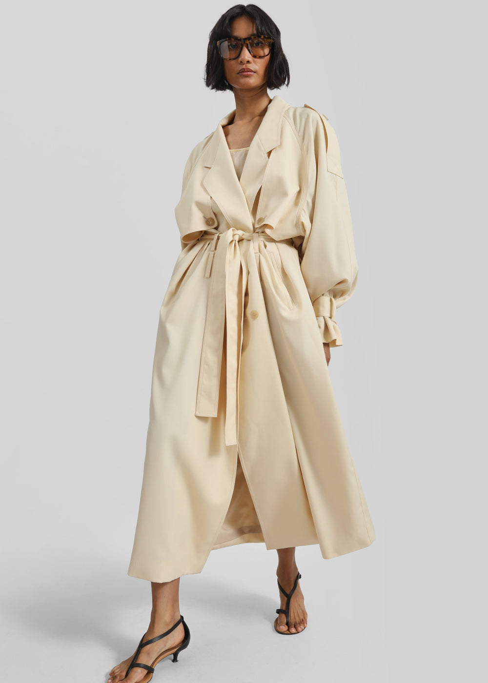 Glendale Double Belt Loop Trench - Pale Yellow