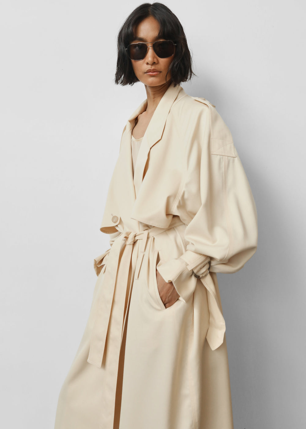 Glendale Double Belt Loop Trench - Pale Yellow - 1