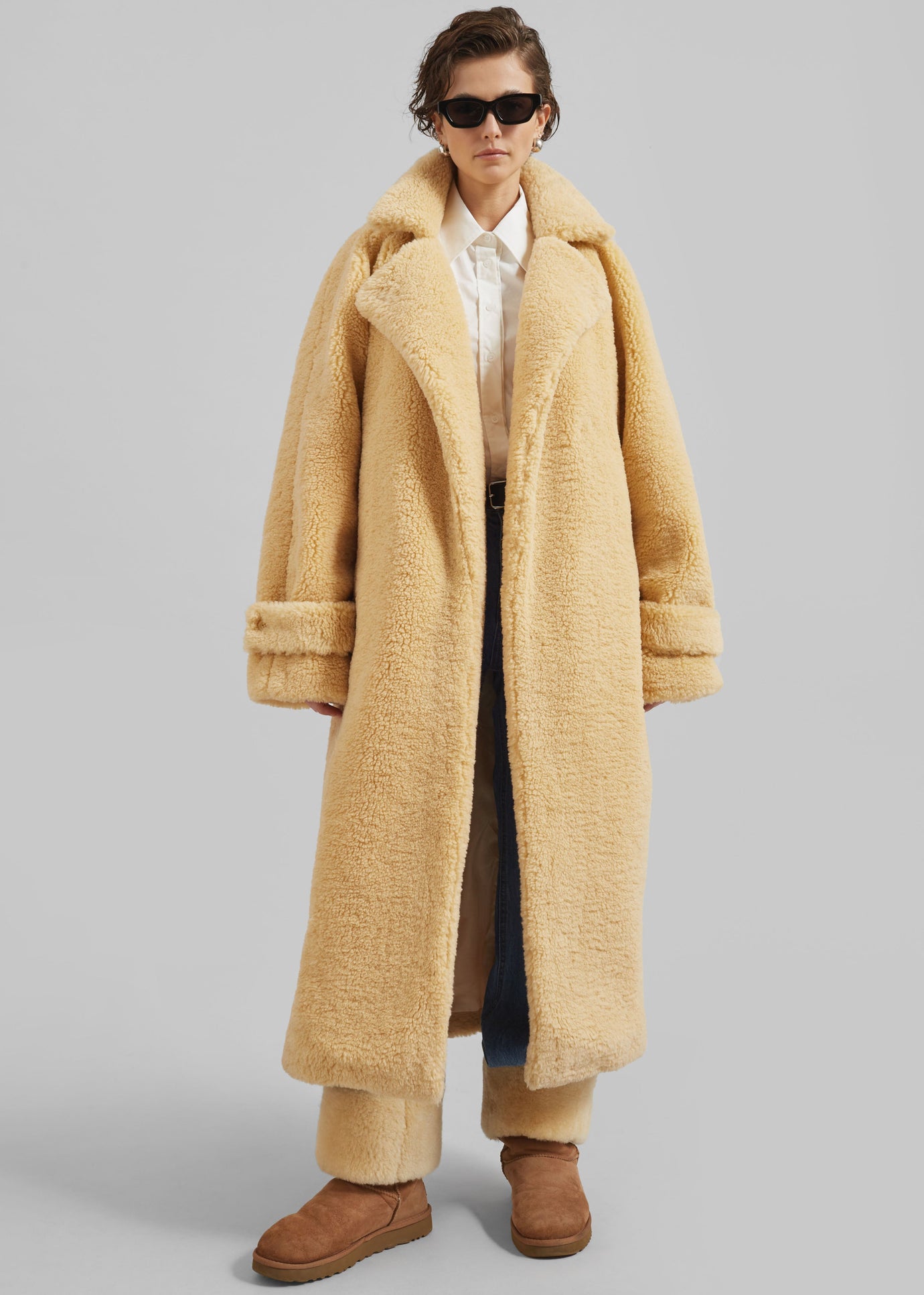 Gresham Faux Shearling Robe Coat - Yellow - 1