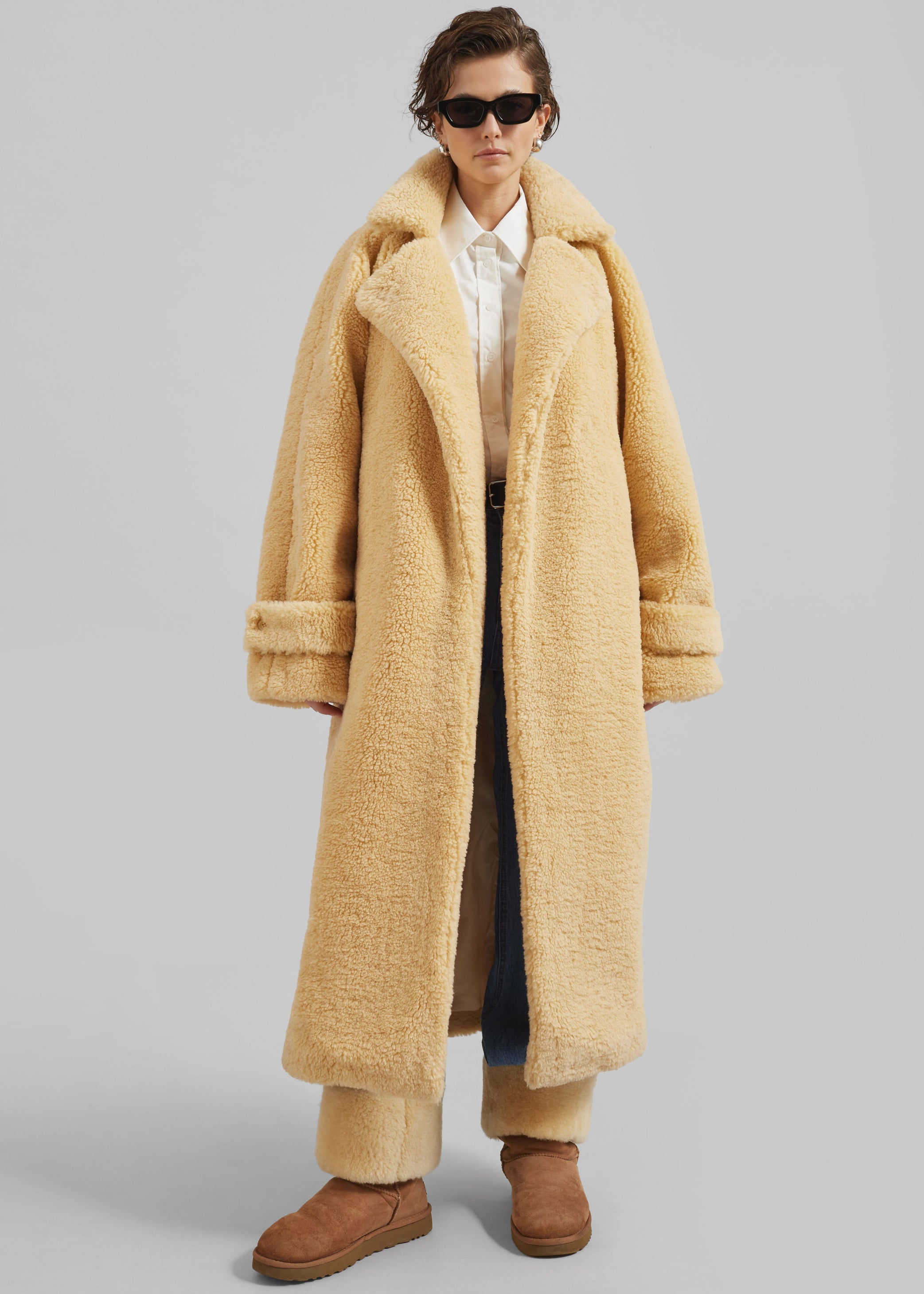 Shop the look image for Gresham Faux Shearling Robe Coat - Yellow