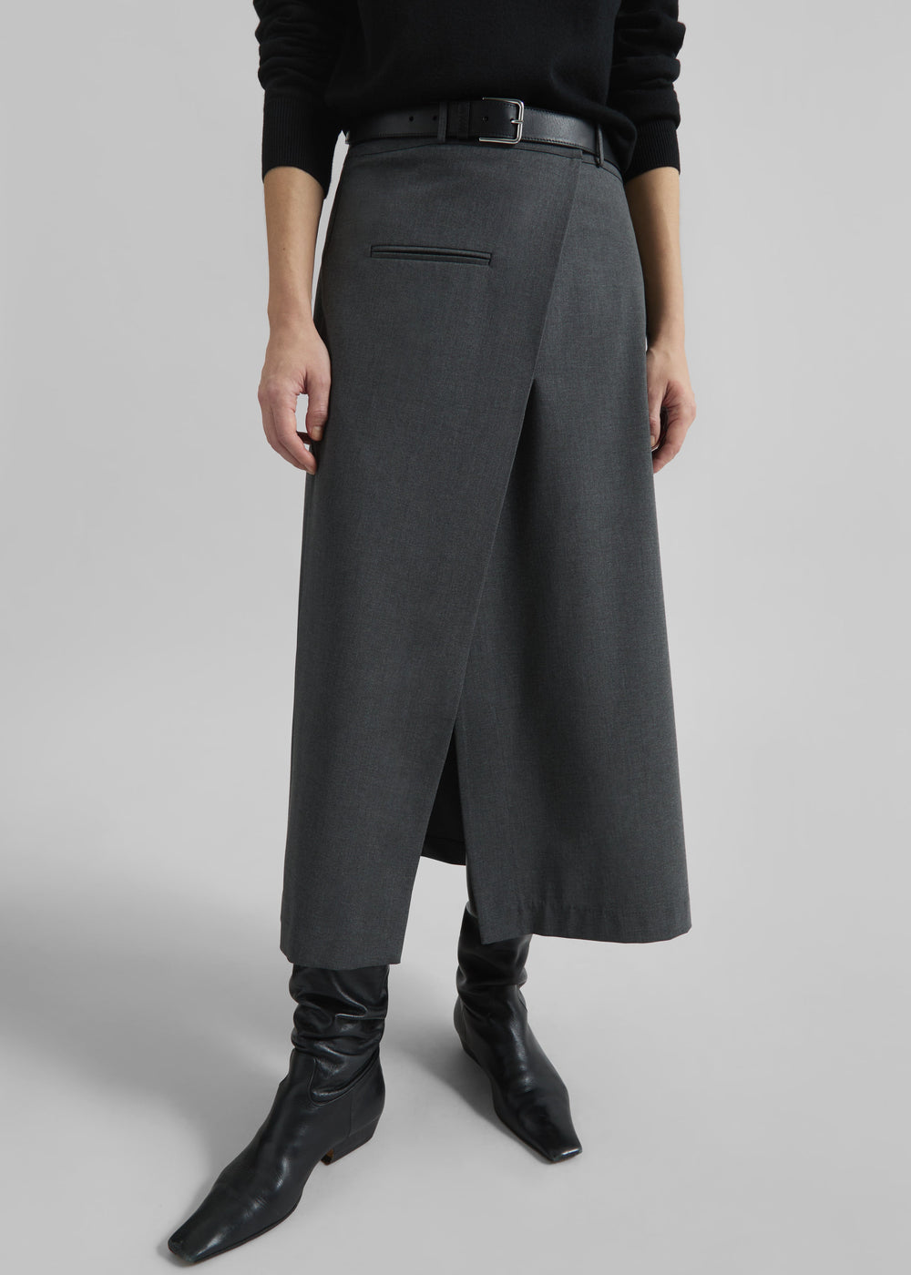 Greven Wrap Skirt - Dark Grey Melange