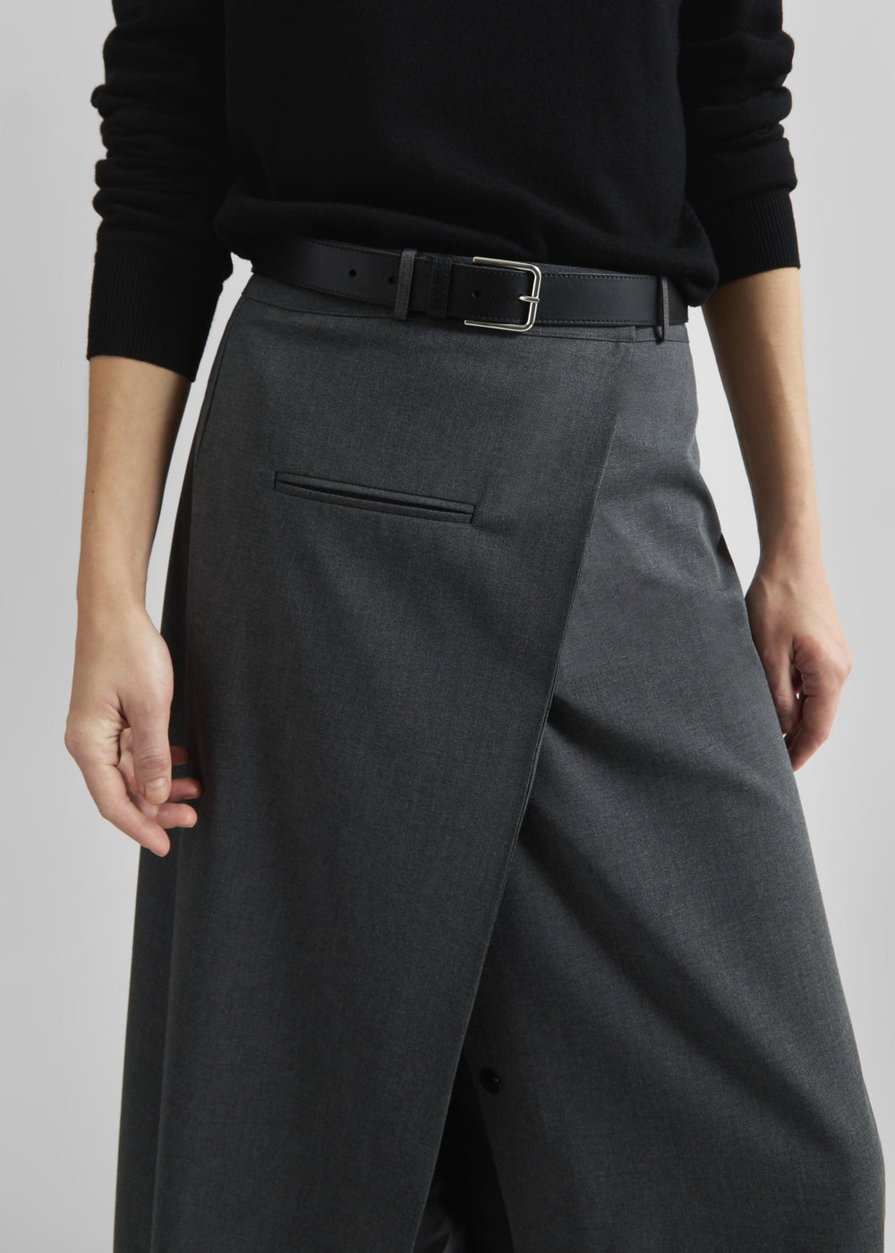 Greven Wrap Skirt - Dark Grey Melange - 1