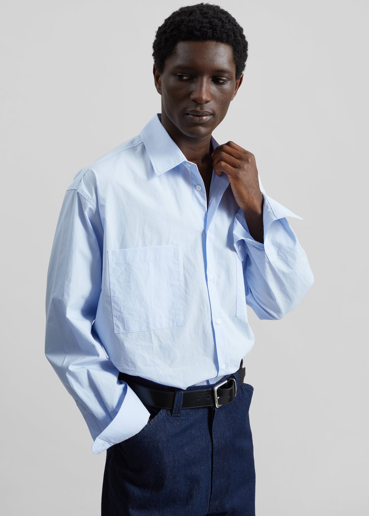 Gus Oversized Shirt - Sky - 1